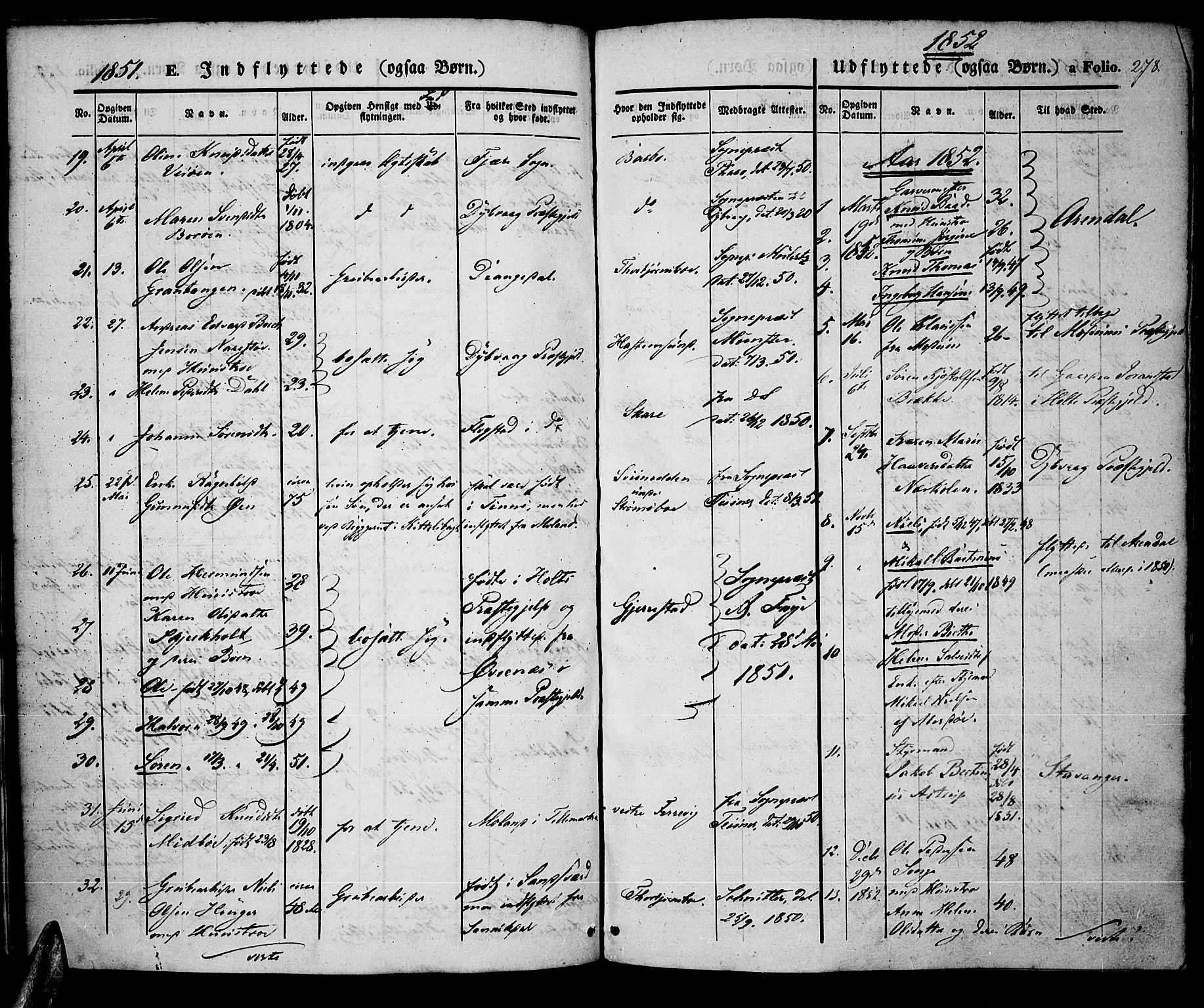 Tromøy sokneprestkontor, AV/SAK-1111-0041/F/Fa/L0005: Parish register (official) no. A 5, 1847-1856, p. 278