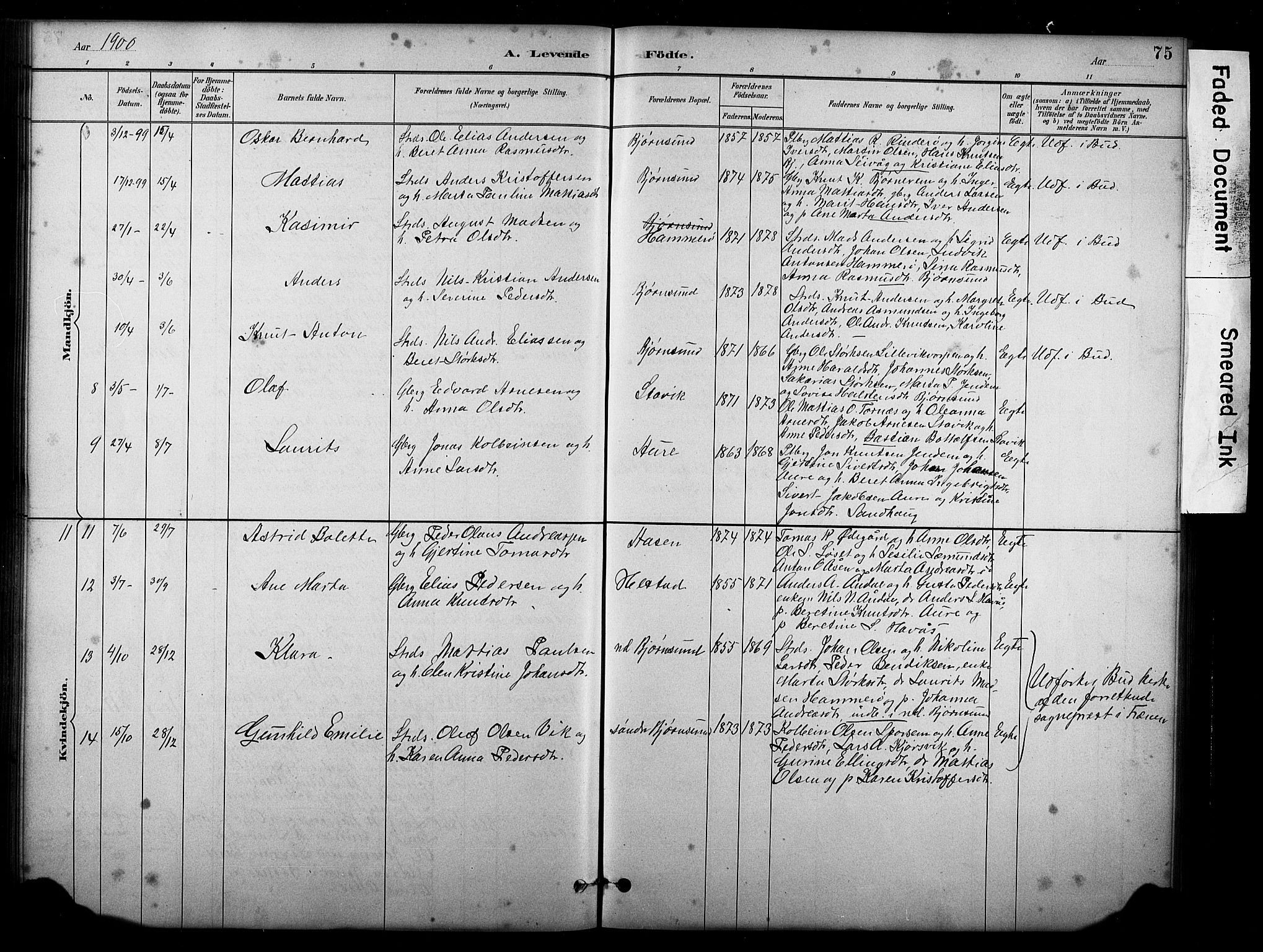 Ministerialprotokoller, klokkerbøker og fødselsregistre - Møre og Romsdal, AV/SAT-A-1454/565/L0755: Parish register (copy) no. 565C04, 1883-1903, p. 75