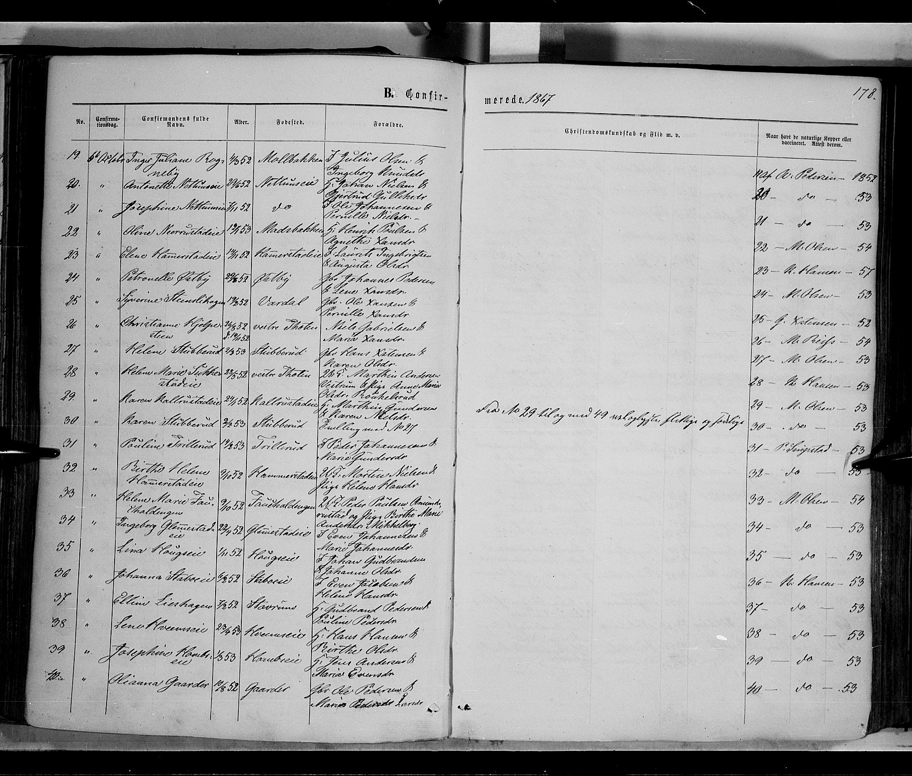 Østre Toten prestekontor, AV/SAH-PREST-104/H/Ha/Haa/L0005: Parish register (official) no. 5, 1866-1877, p. 178