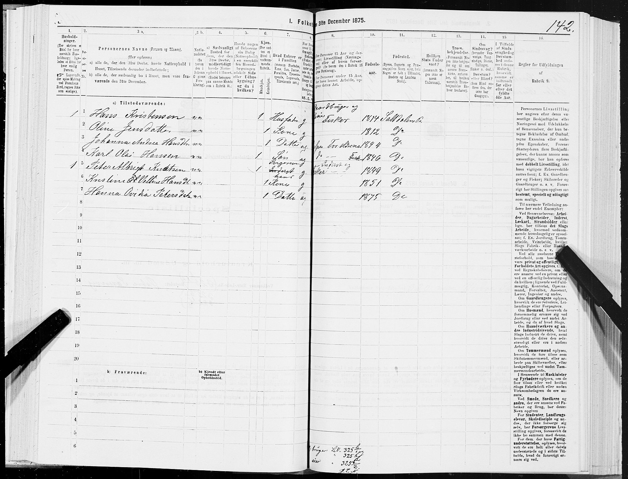 SAT, 1875 census for 1840P Saltdal, 1875, p. 1142