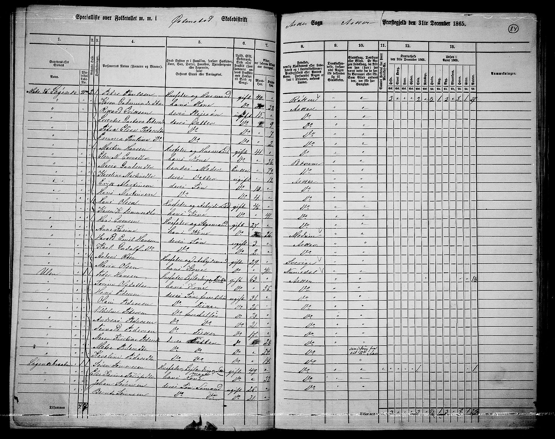 RA, 1865 census for Asker, 1865, p. 80