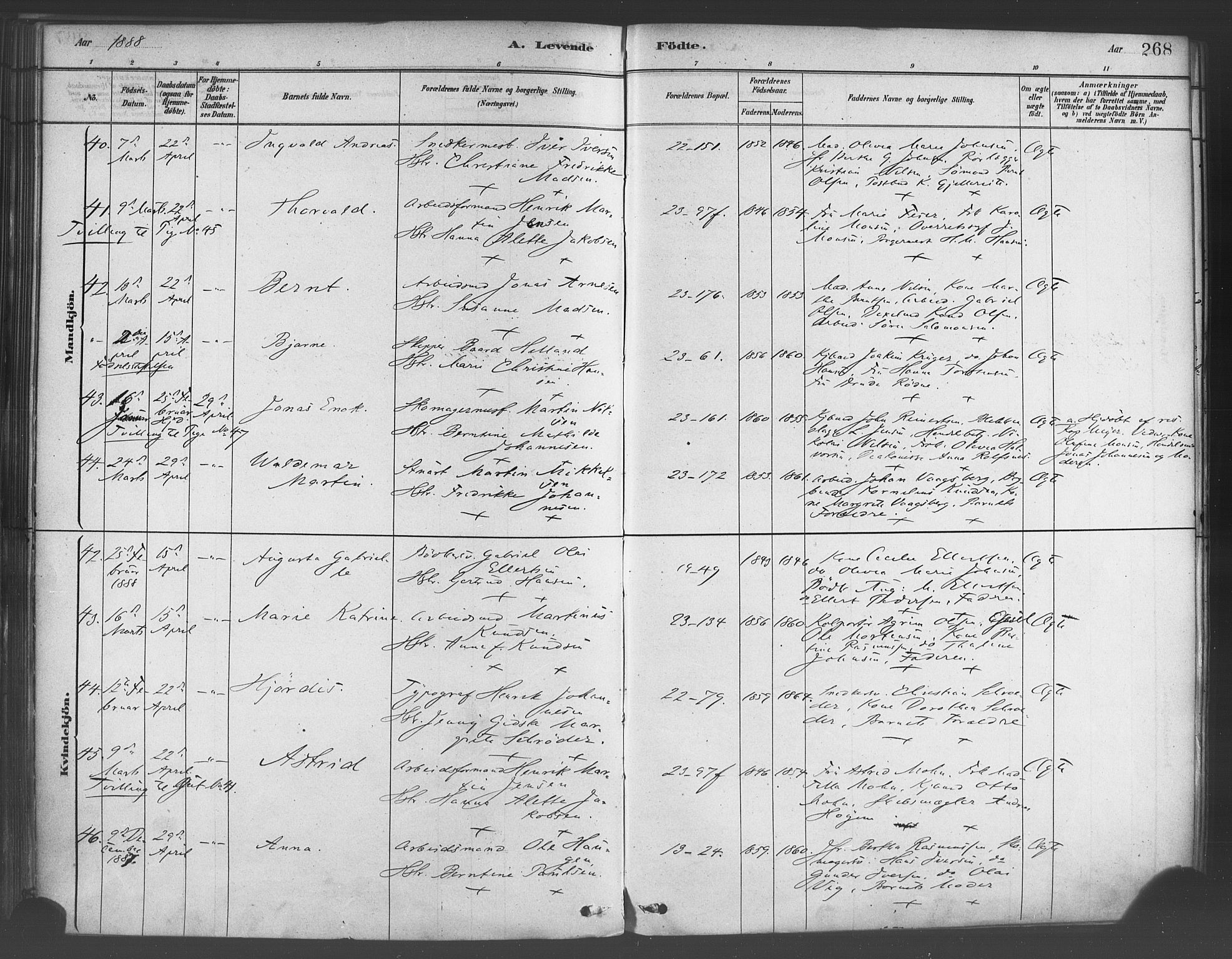 Korskirken sokneprestembete, AV/SAB-A-76101/H/Haa/L0021: Parish register (official) no. B 7, 1878-1889, p. 268