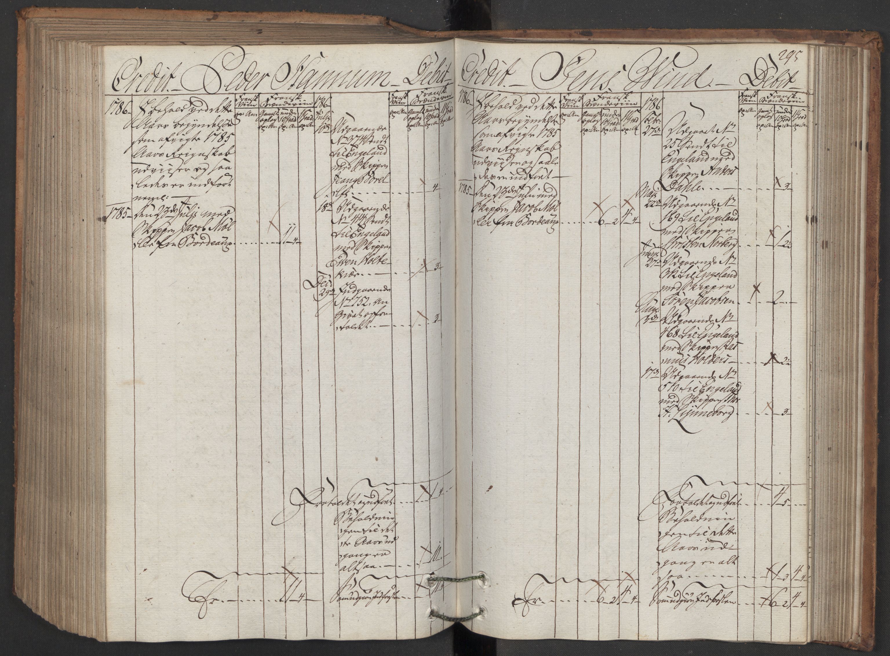 Generaltollkammeret, tollregnskaper, AV/RA-EA-5490/R08/L0142/0001: Tollregnskaper Drammen / Inngående hovedtollbok, 1786, p. 294b-295a