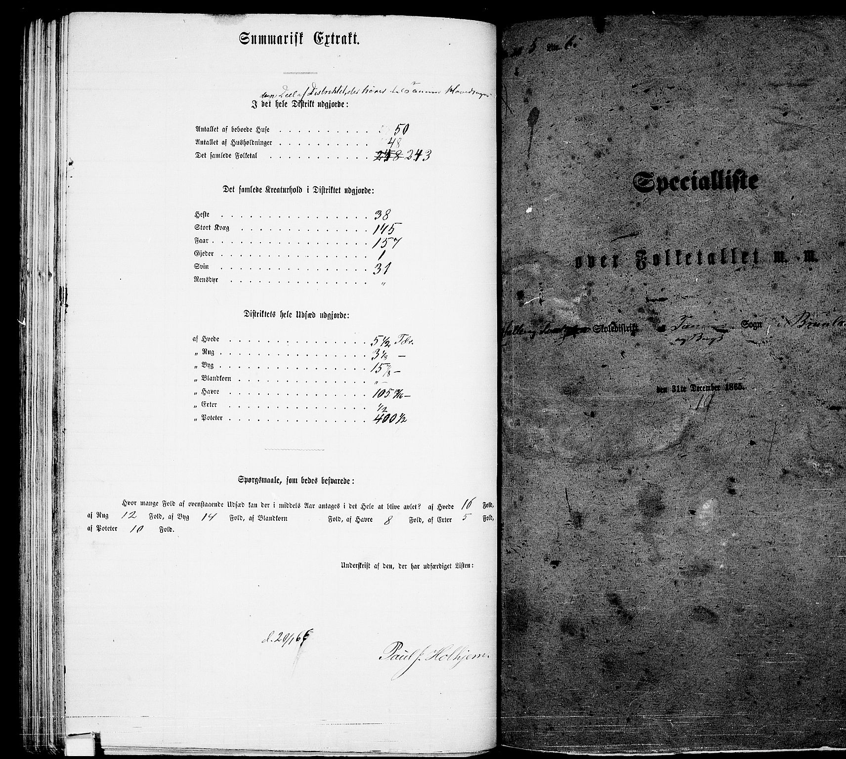 RA, 1865 census for Brunlanes, 1865, p. 105