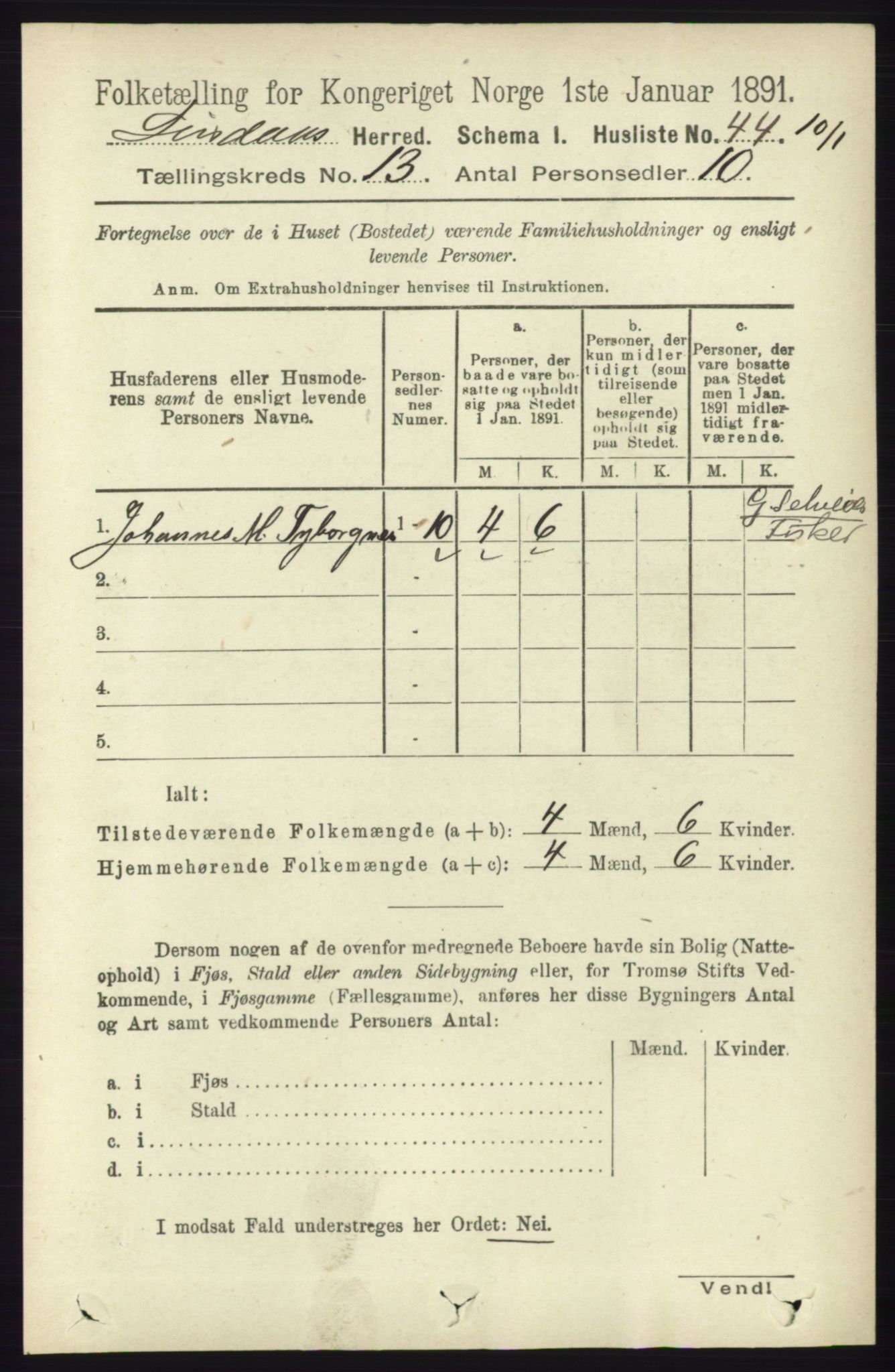 RA, 1891 census for 1263 Lindås, 1891, p. 4538