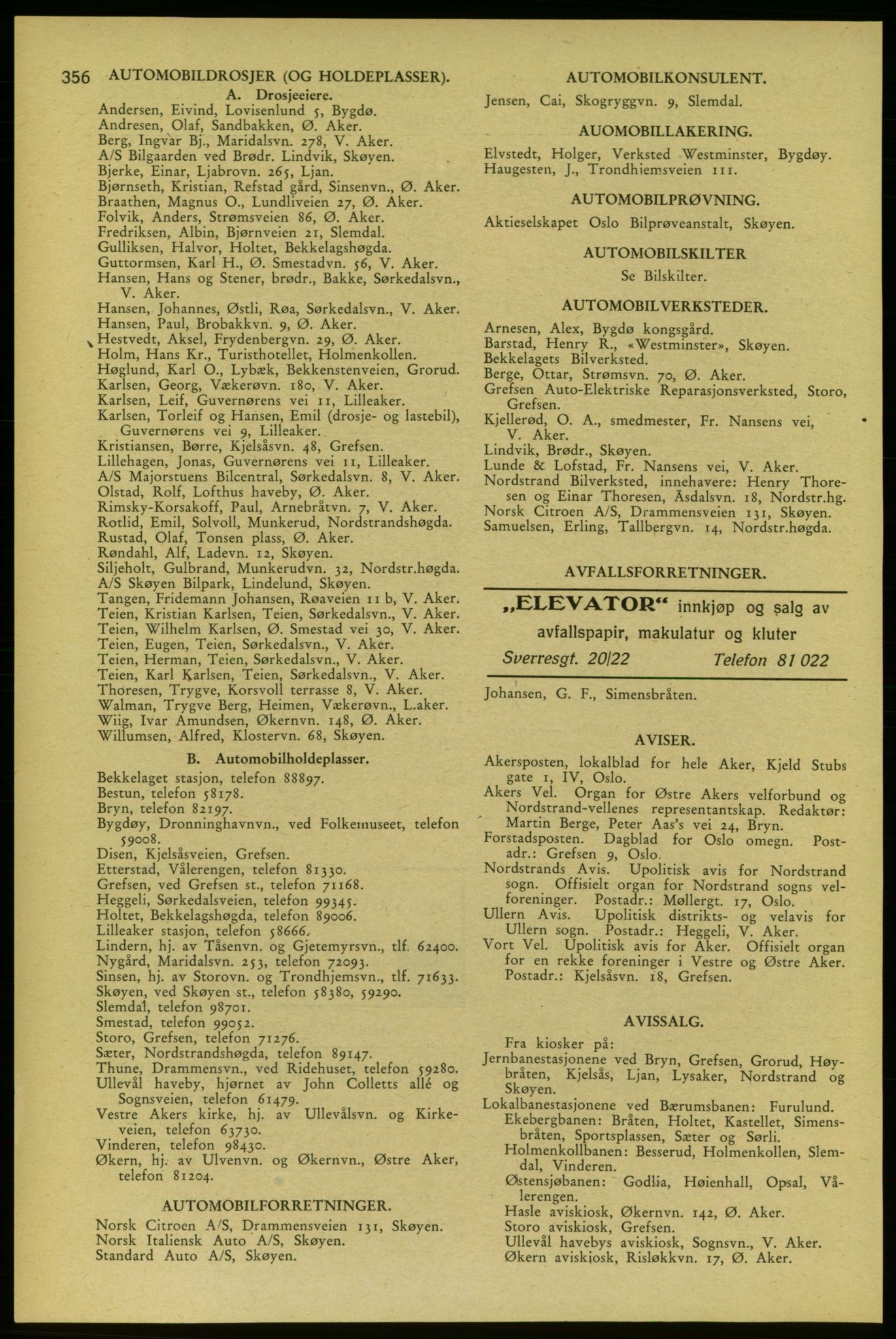 Aker adressebok/adressekalender, PUBL/001/A/006: Aker adressebok, 1937-1938, p. 356