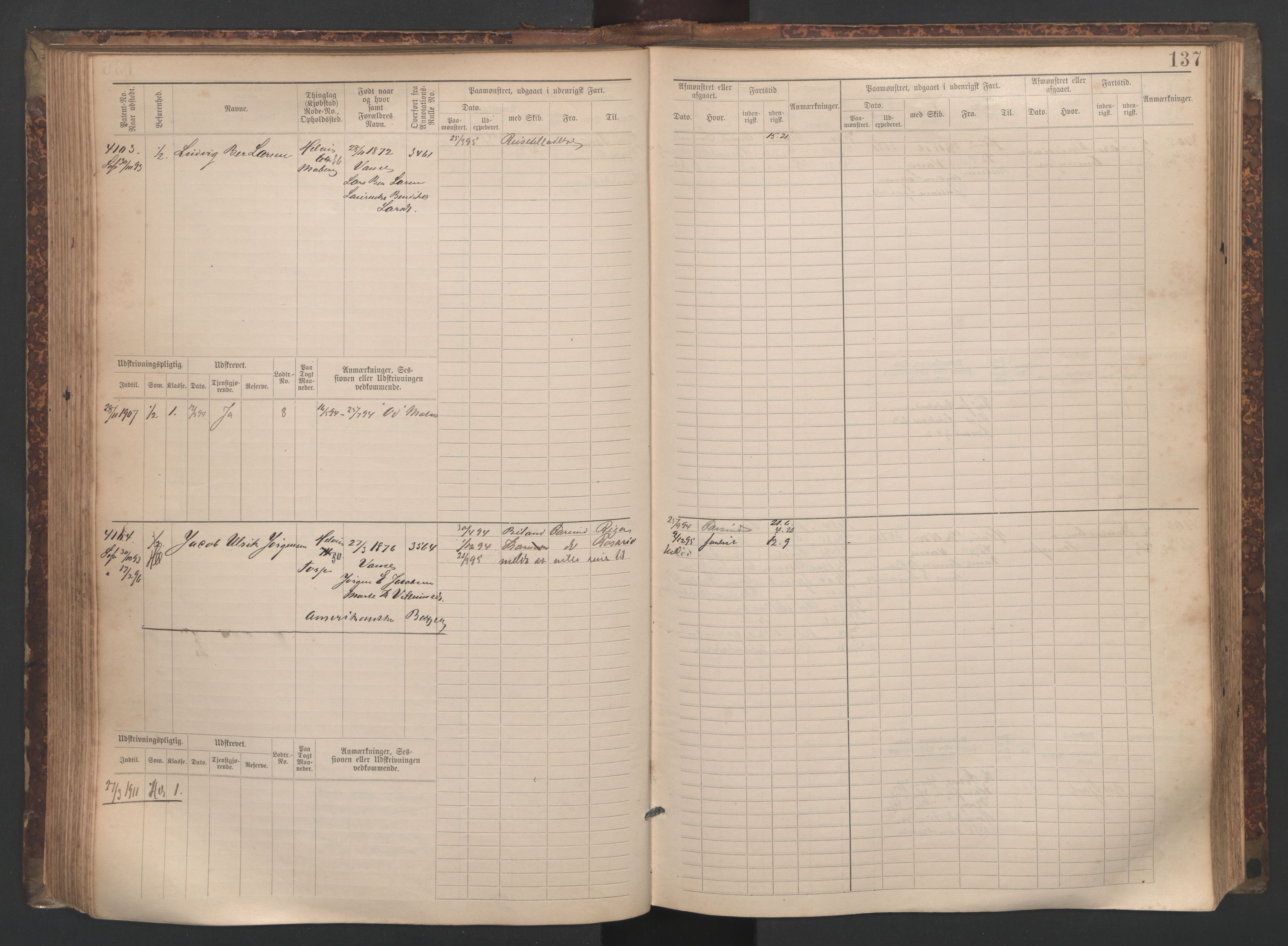 Farsund mønstringskrets, AV/SAK-2031-0017/F/Fb/L0020: Hovedrulle nr 3833-4506, Z-12, 1890-1930, p. 148