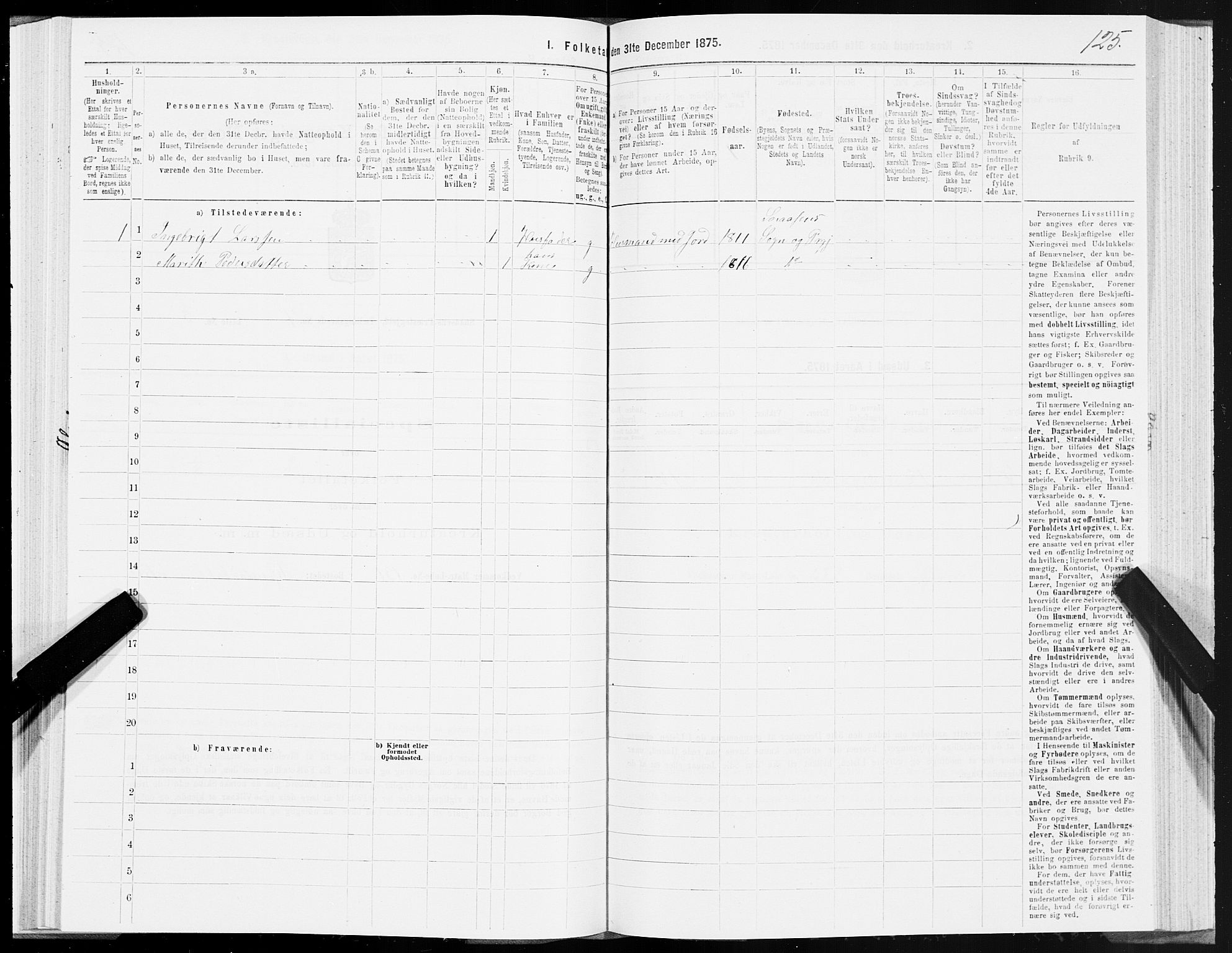 SAT, 1875 census for 1736P Snåsa, 1875, p. 3125