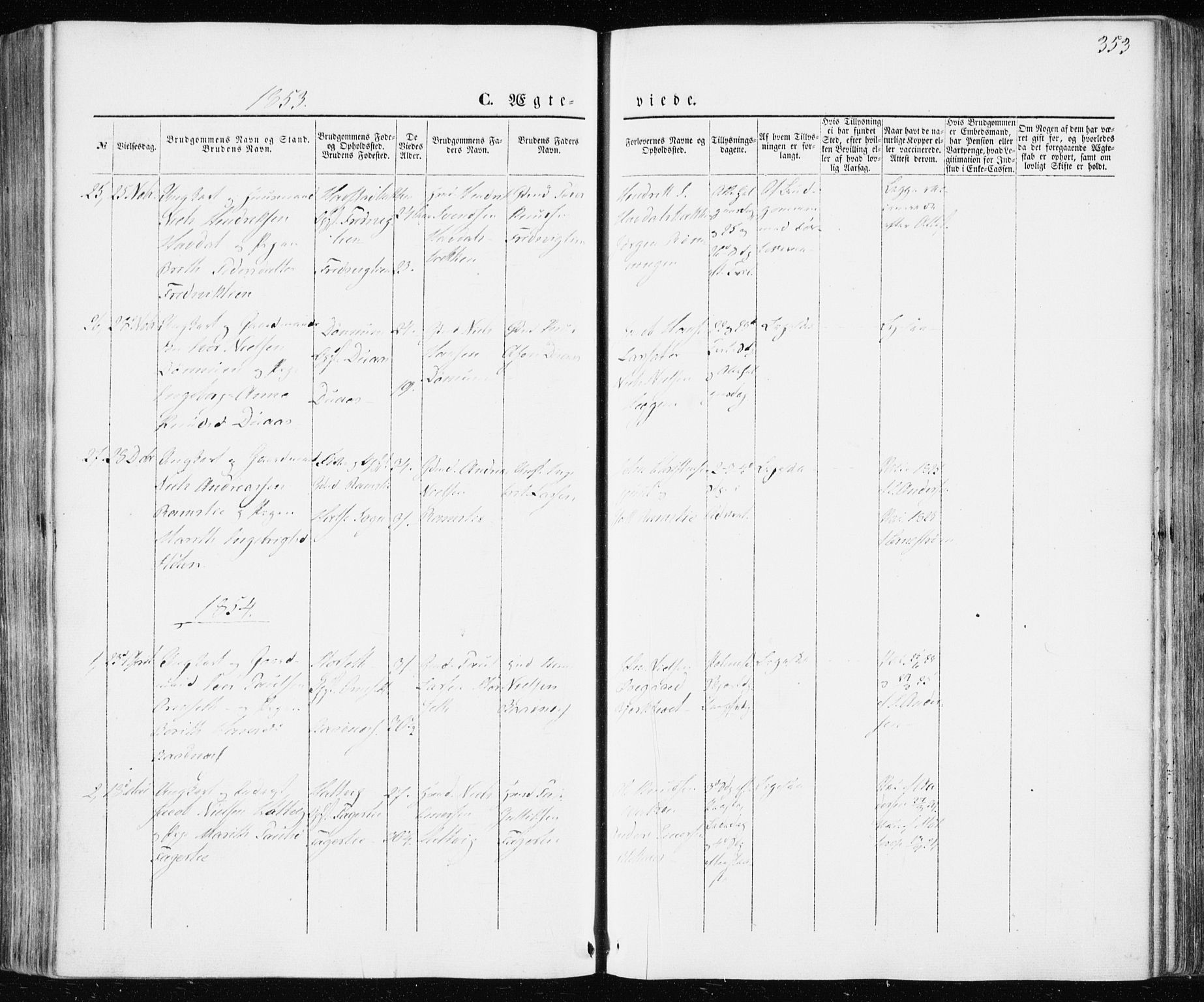 Ministerialprotokoller, klokkerbøker og fødselsregistre - Møre og Romsdal, SAT/A-1454/586/L0984: Parish register (official) no. 586A10, 1844-1856, p. 353