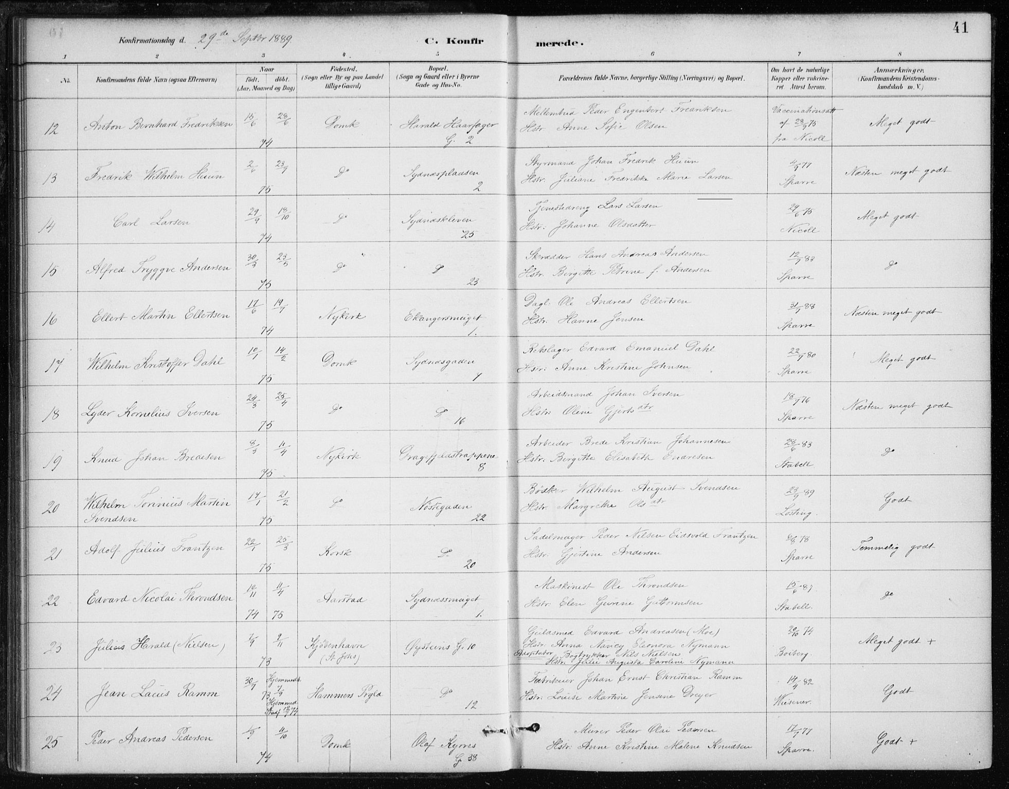 Johanneskirken sokneprestembete, AV/SAB-A-76001/H/Haa/L0008: Parish register (official) no. C 1, 1885-1907, p. 41