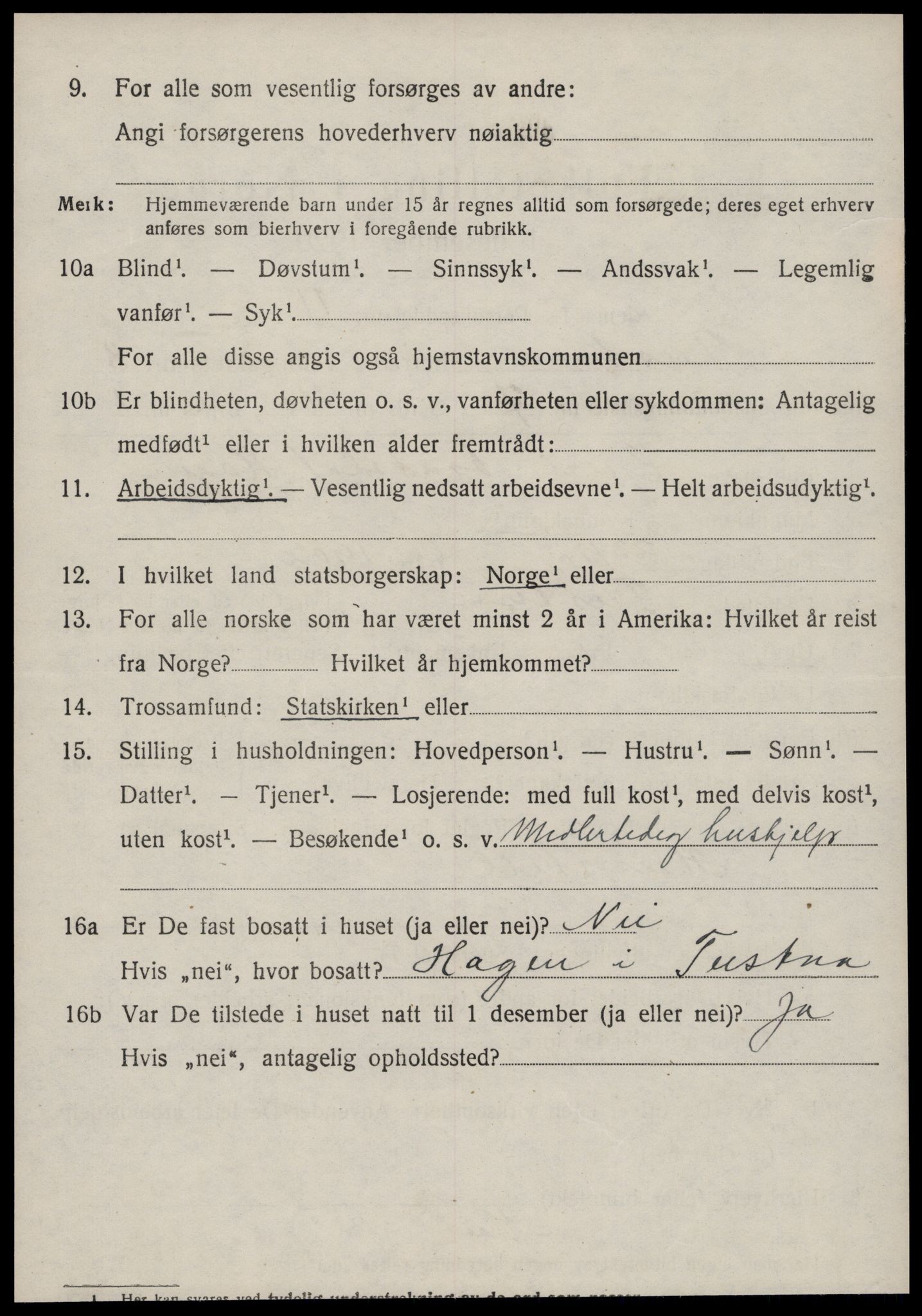 SAT, 1920 census for Tustna, 1920, p. 3686