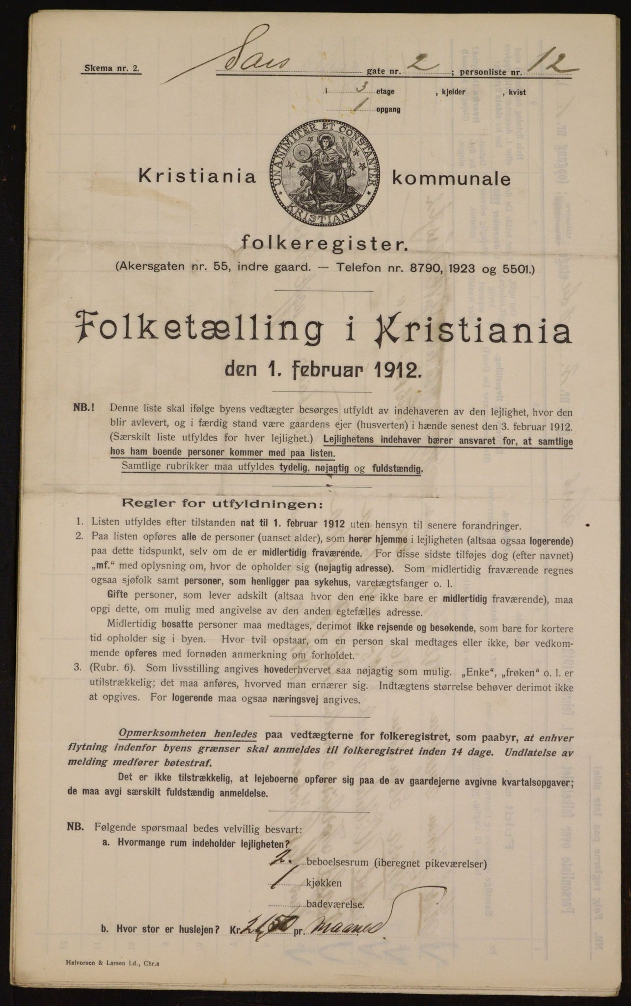 OBA, Municipal Census 1912 for Kristiania, 1912, p. 89460