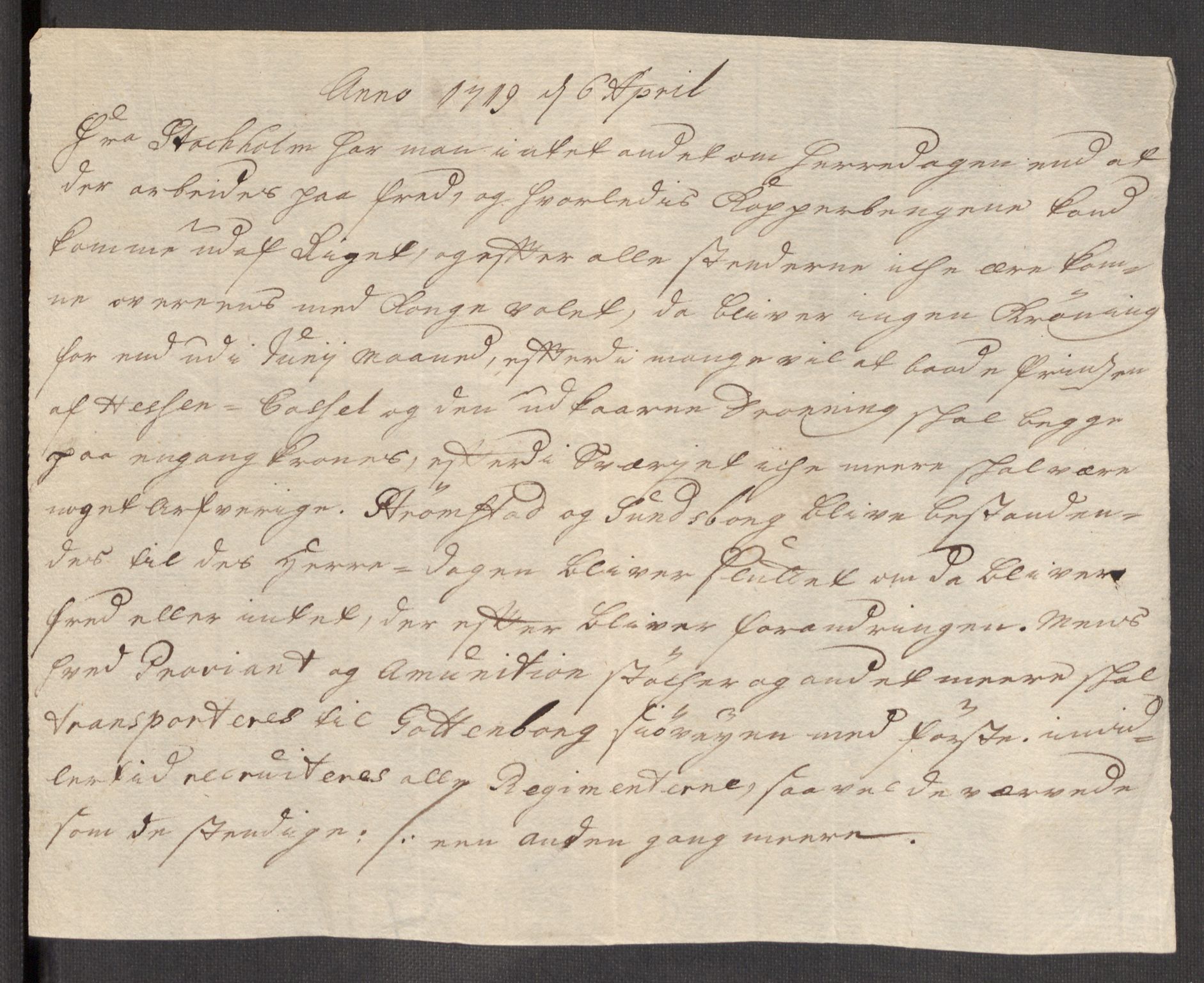 Kommanderende general (KG I) med Det norske krigsdirektorium, AV/RA-EA-5419/E/Eb/L0012: Kunnskap om fienden, kronologisk ordnet, 1718-1719, p. 4