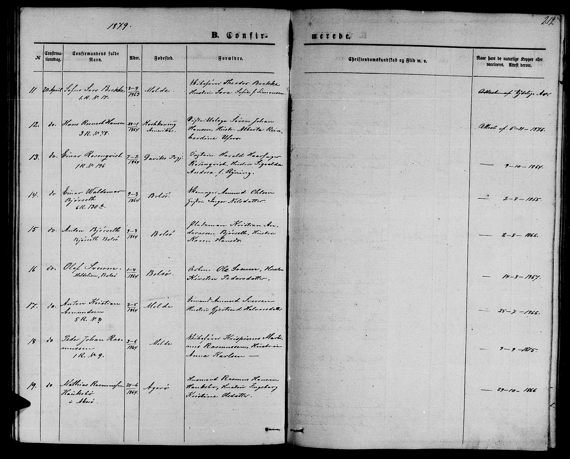 Ministerialprotokoller, klokkerbøker og fødselsregistre - Møre og Romsdal, AV/SAT-A-1454/558/L0701: Parish register (copy) no. 558C02, 1862-1879, p. 212