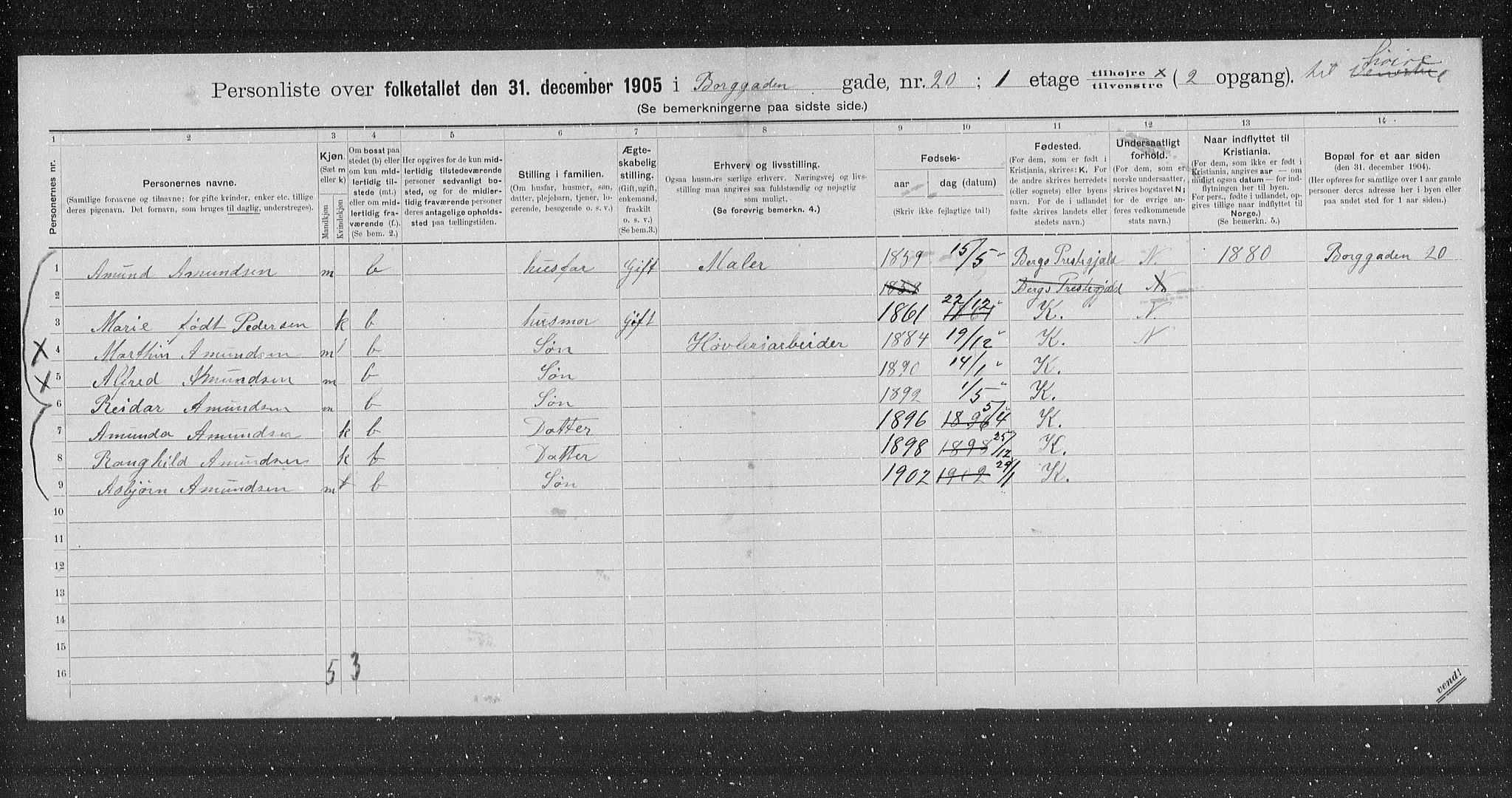 OBA, Municipal Census 1905 for Kristiania, 1905, p. 4090