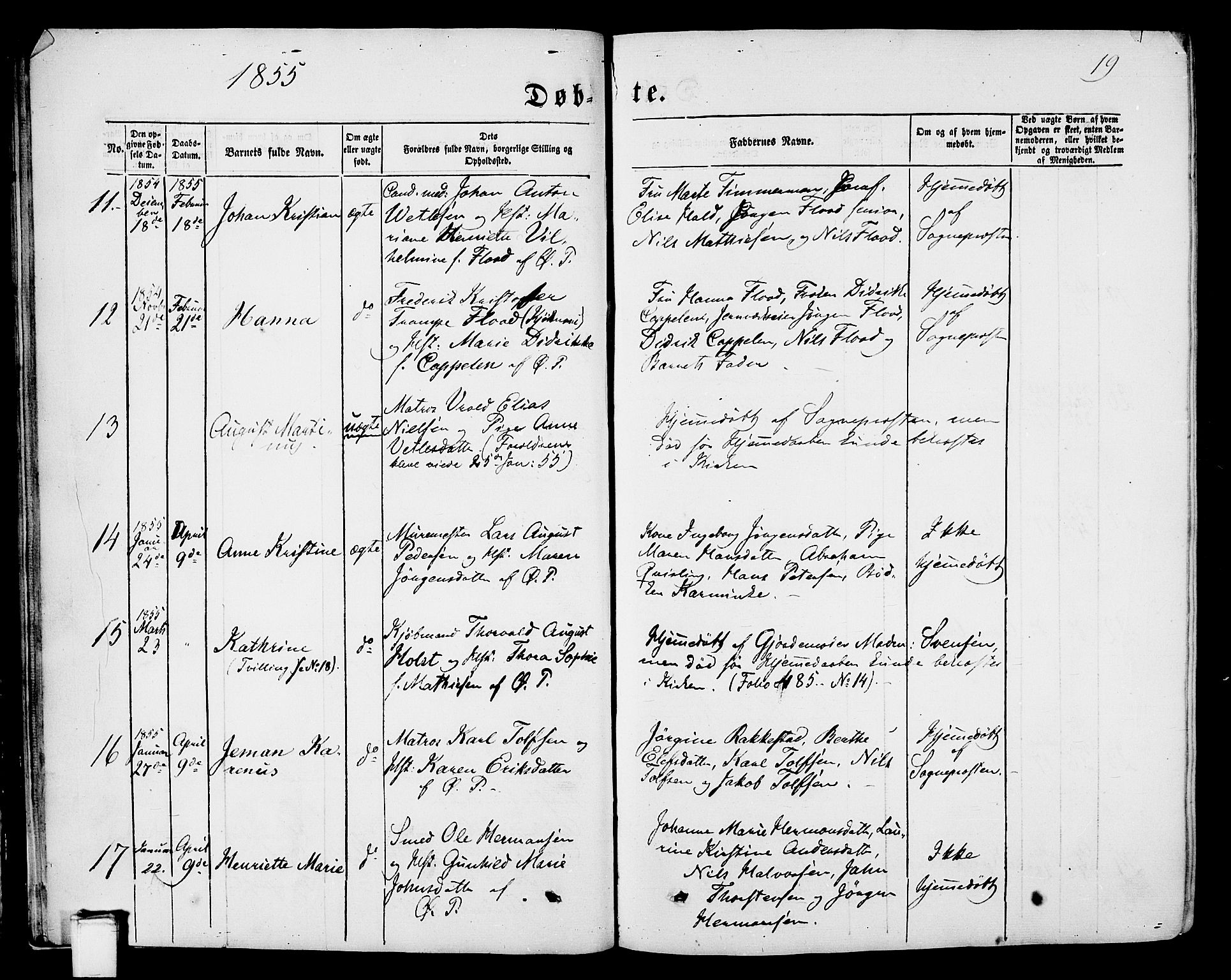 Porsgrunn kirkebøker , AV/SAKO-A-104/G/Gb/L0004: Parish register (copy) no. II 4, 1853-1882, p. 19