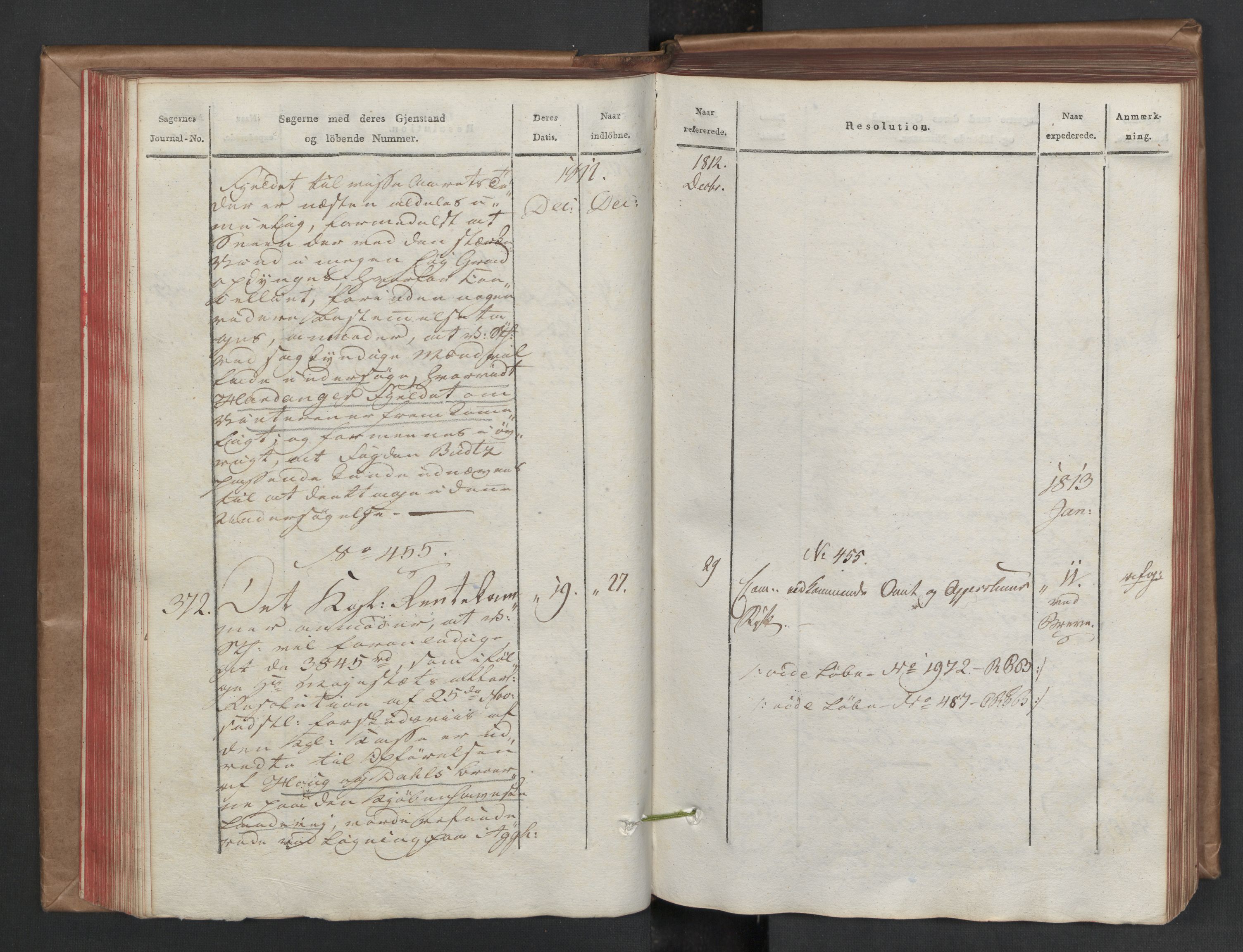 Stattholderembetet 1810-1814, 2. kontor (Kontor B), AV/RA-EA-5432/Aa/L0002: Kollegial referatprotokoll,  j.nr. 284-511,  l.nr. 328-639, 1812-1813, p. 90