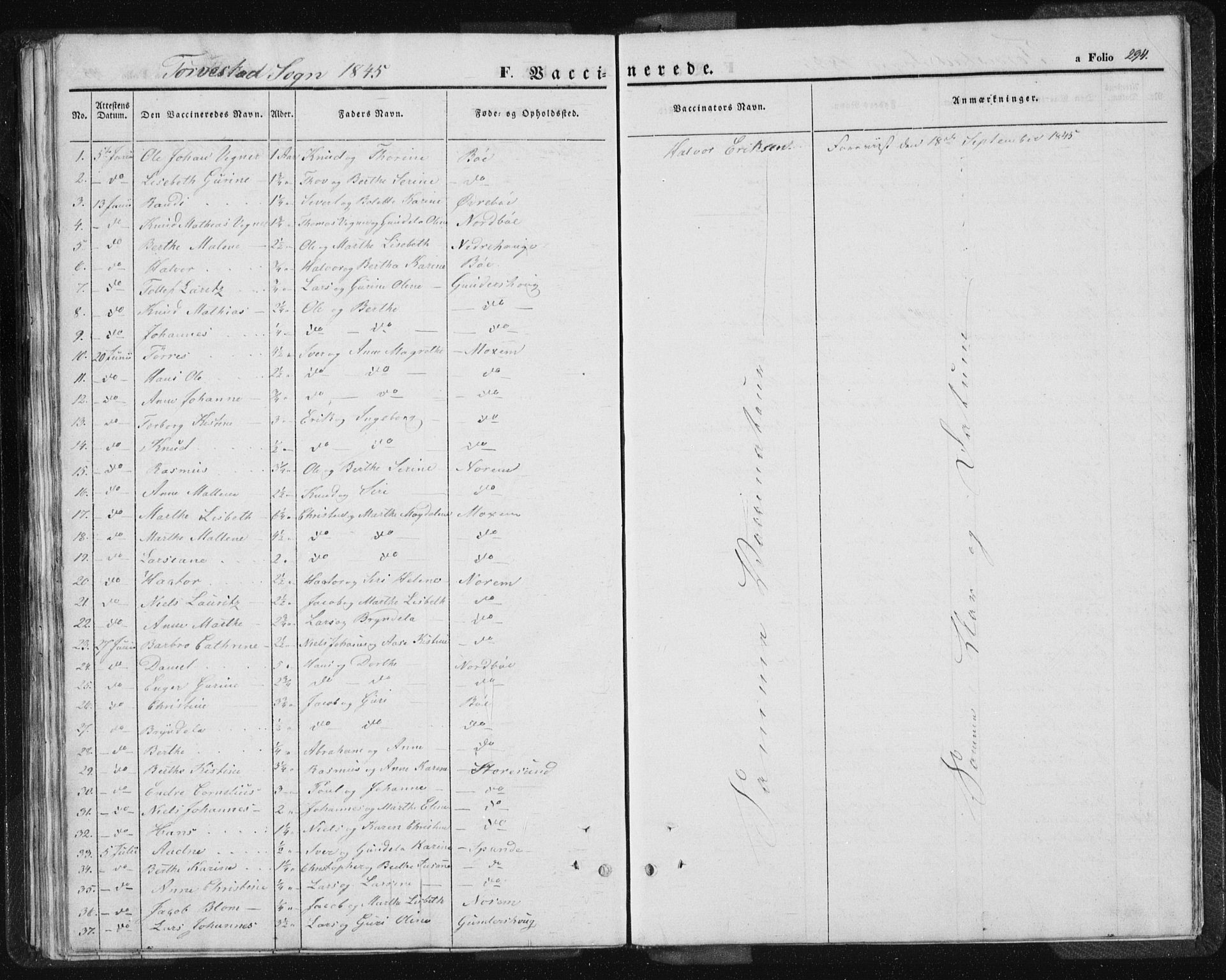 Torvastad sokneprestkontor, SAST/A -101857/H/Ha/Haa/L0005: Parish register (official) no. A 5, 1836-1847, p. 294