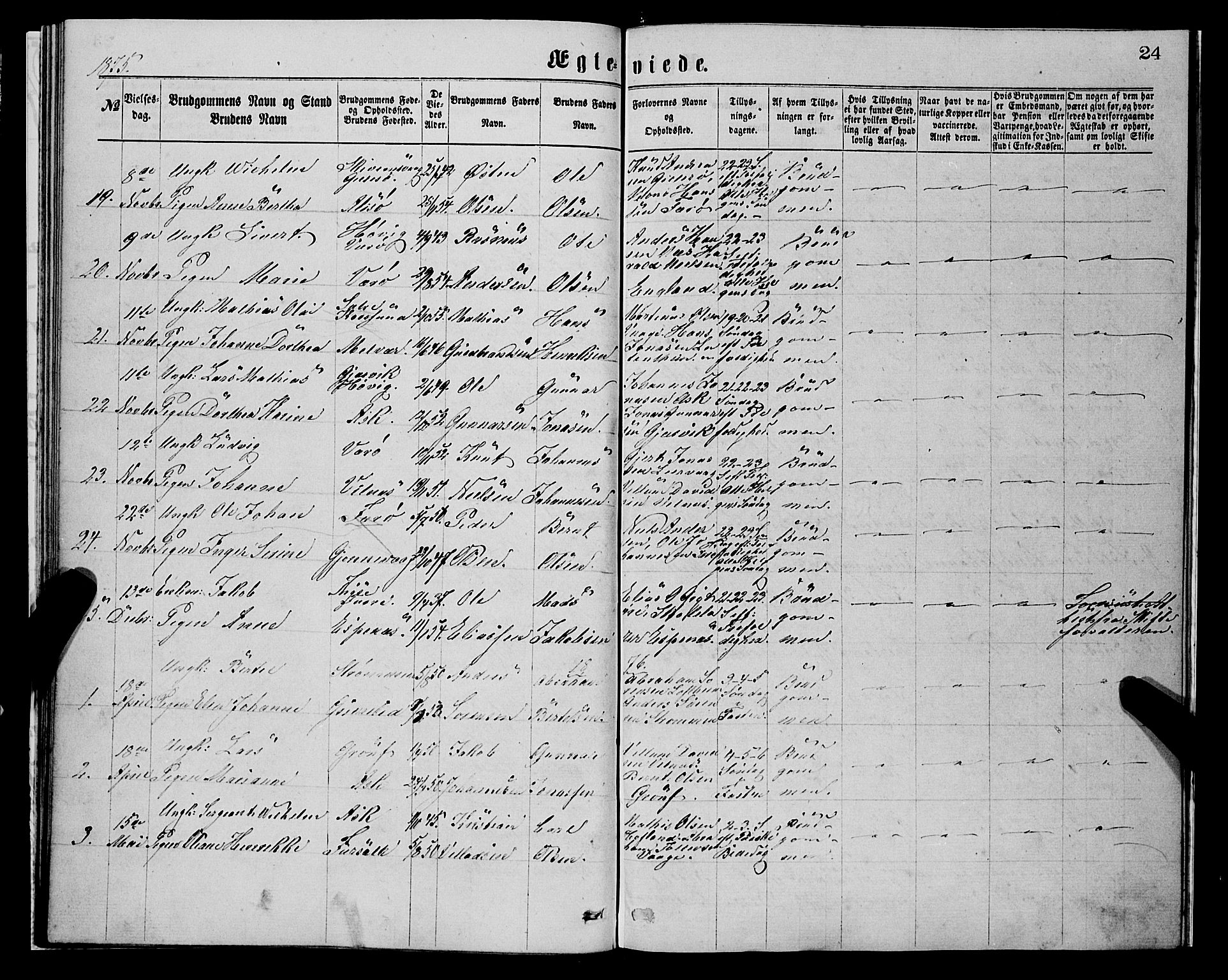 Askvoll sokneprestembete, AV/SAB-A-79501/H/Haa/Haaa/L0014: Parish register (official) no. A 14, 1868-1878, p. 24