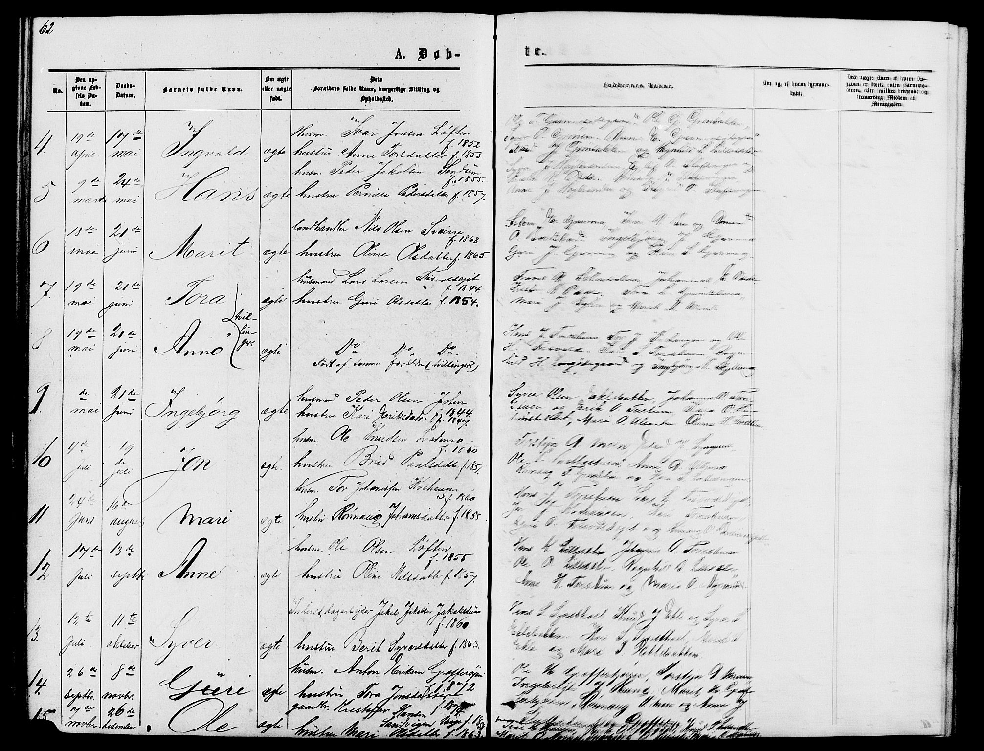 Lom prestekontor, SAH/PREST-070/L/L0005: Parish register (copy) no. 5, 1876-1901, p. 62-63