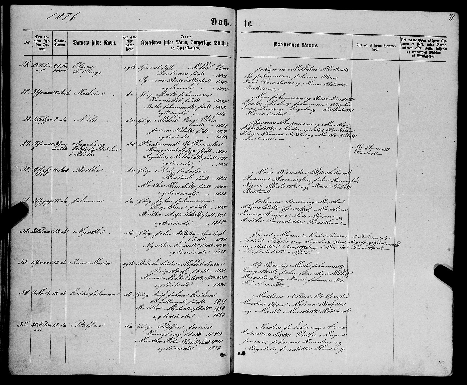 Haus sokneprestembete, SAB/A-75601/H/Haa: Parish register (official) no. A 18, 1871-1877, p. 71