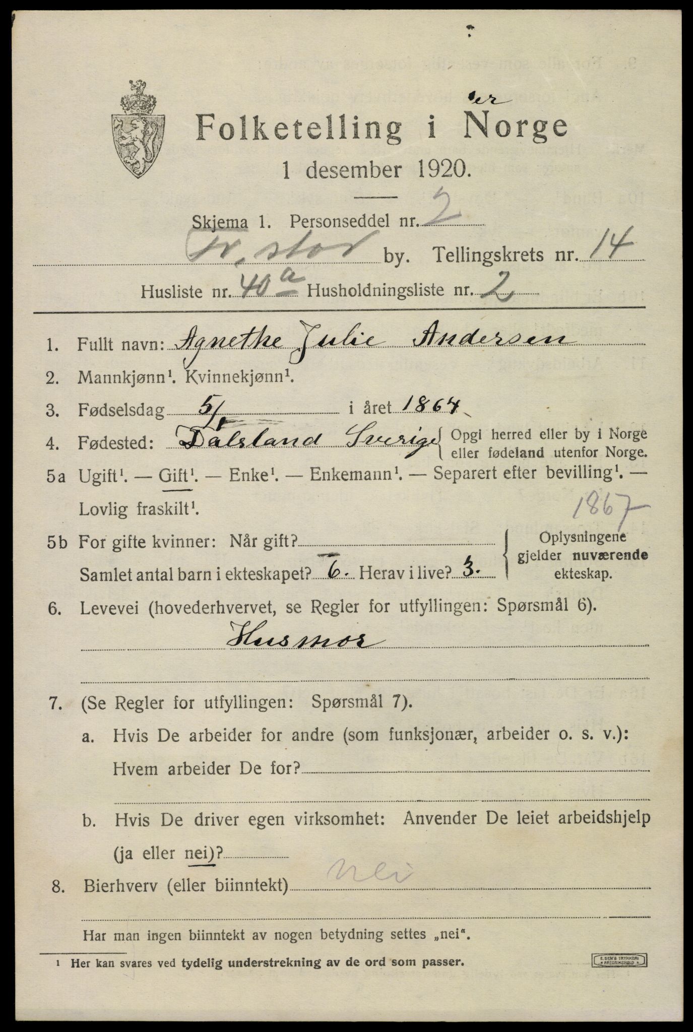 SAO, 1920 census for Fredrikstad, 1920, p. 34023