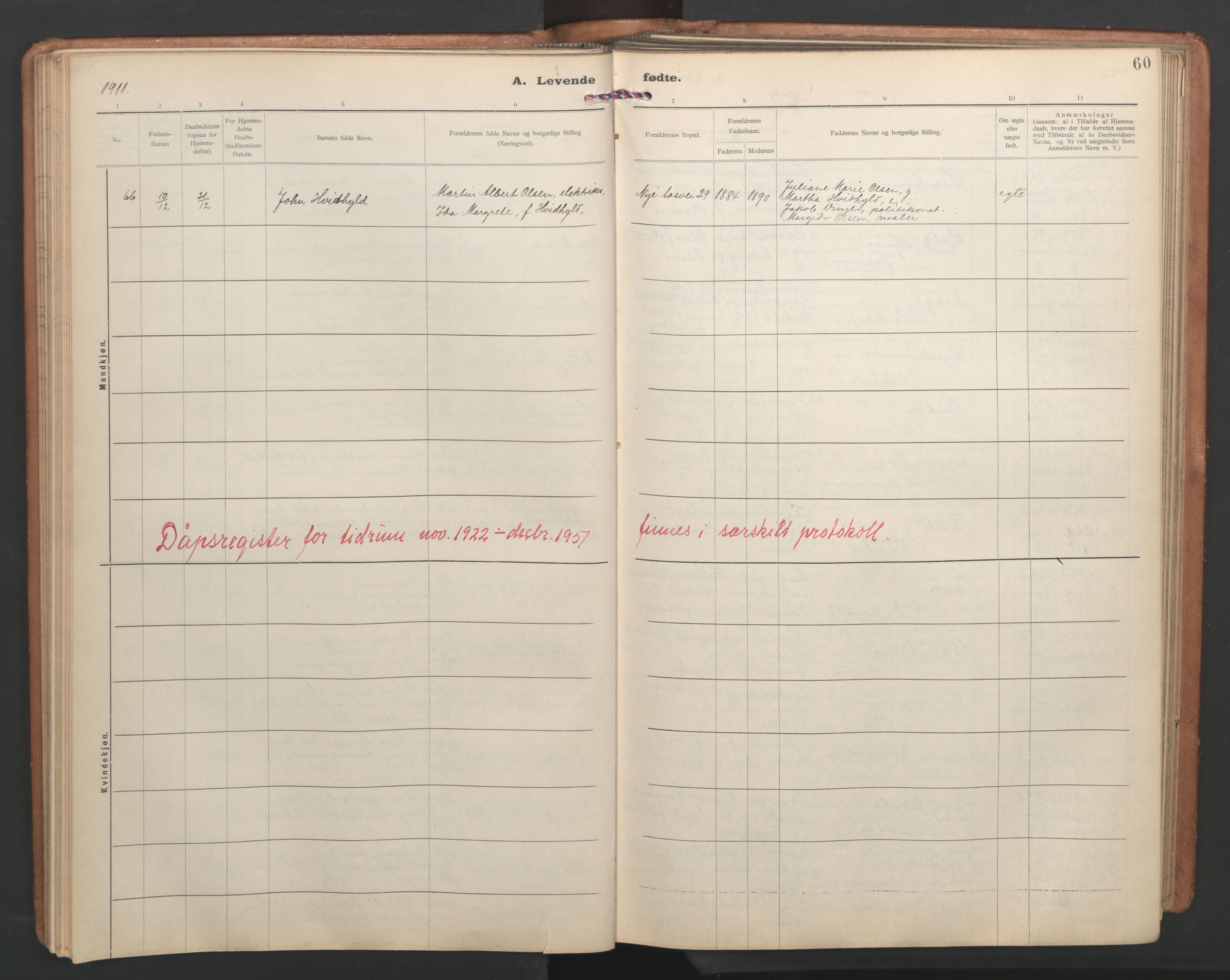 Ministerialprotokoller, klokkerbøker og fødselsregistre - Sør-Trøndelag, SAT/A-1456/603/L0173: Parish register (copy) no. 603C01, 1907-1962, p. 60
