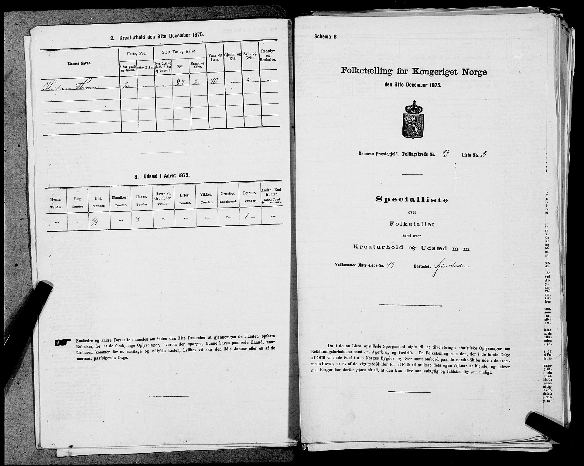 SAST, 1875 census for 1142P Rennesøy, 1875, p. 289