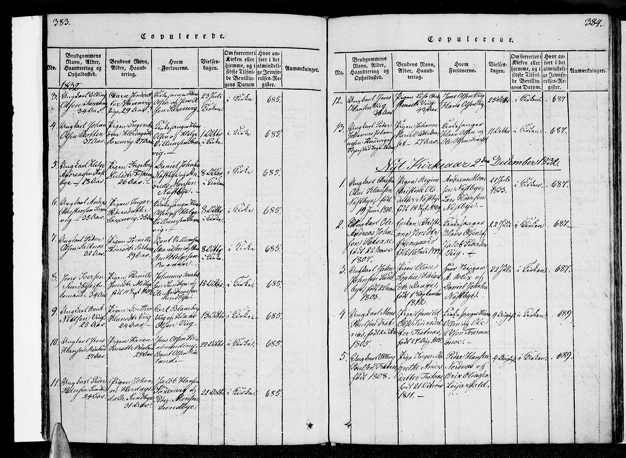 Ministerialprotokoller, klokkerbøker og fødselsregistre - Nordland, AV/SAT-A-1459/847/L0665: Parish register (official) no. 847A05, 1818-1841, p. 383-384