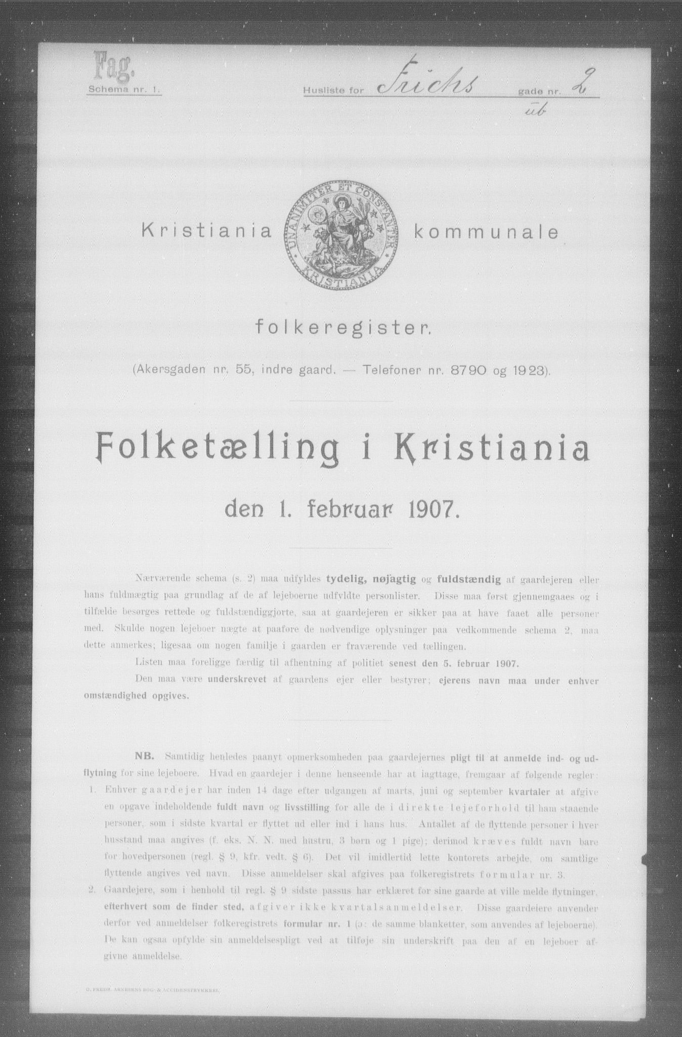 OBA, Municipal Census 1907 for Kristiania, 1907, p. 13579
