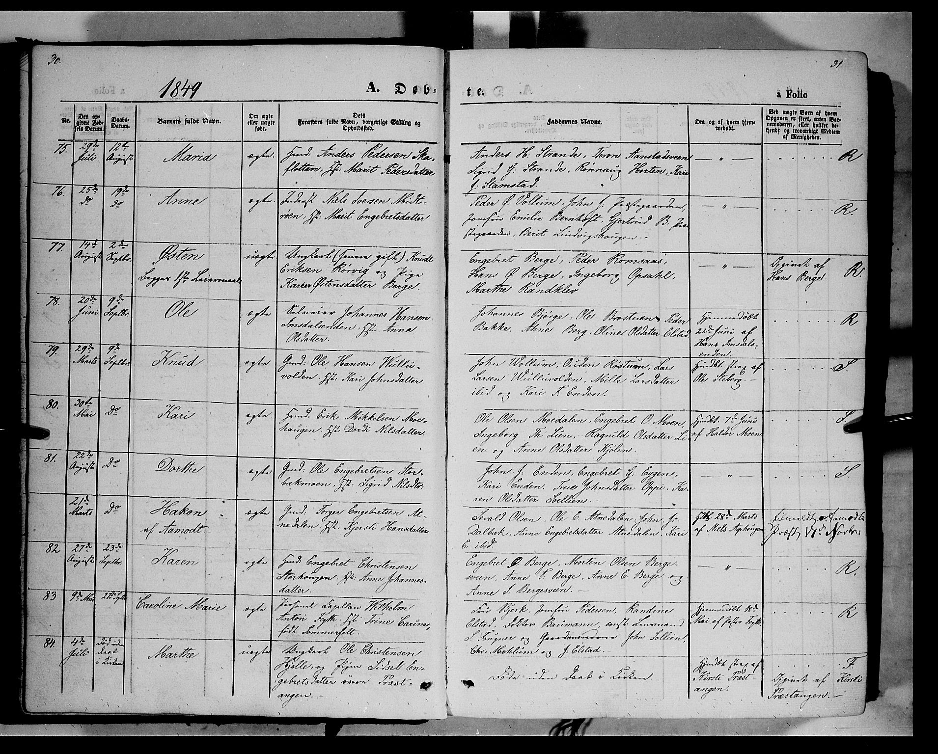 Ringebu prestekontor, AV/SAH-PREST-082/H/Ha/Haa/L0006: Parish register (official) no. 6, 1848-1859, p. 30-31