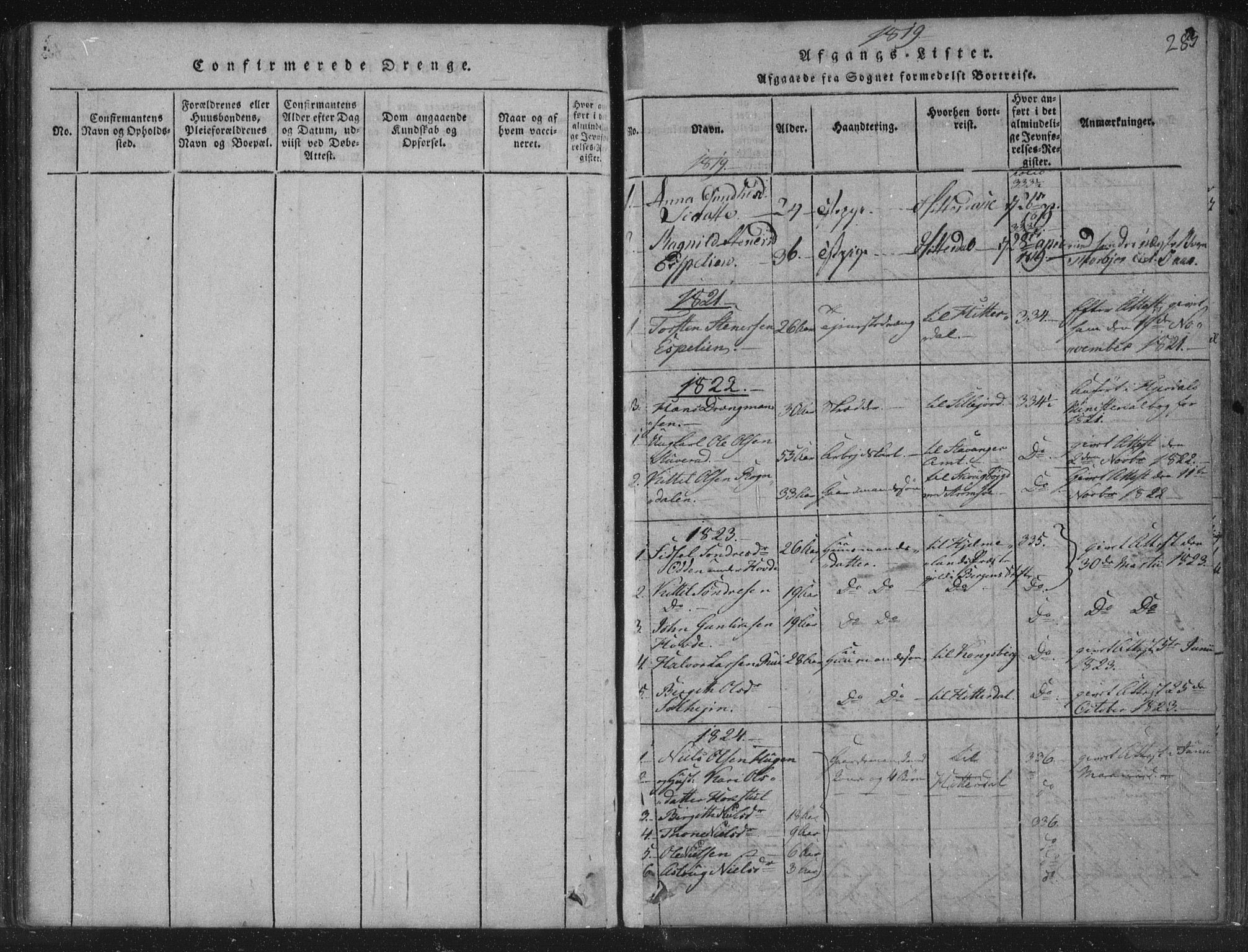 Hjartdal kirkebøker, AV/SAKO-A-270/F/Fc/L0001: Parish register (official) no. III 1, 1815-1843, p. 283