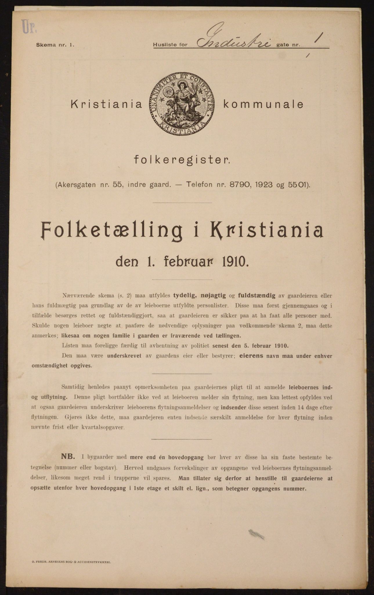 OBA, Municipal Census 1910 for Kristiania, 1910, p. 42258