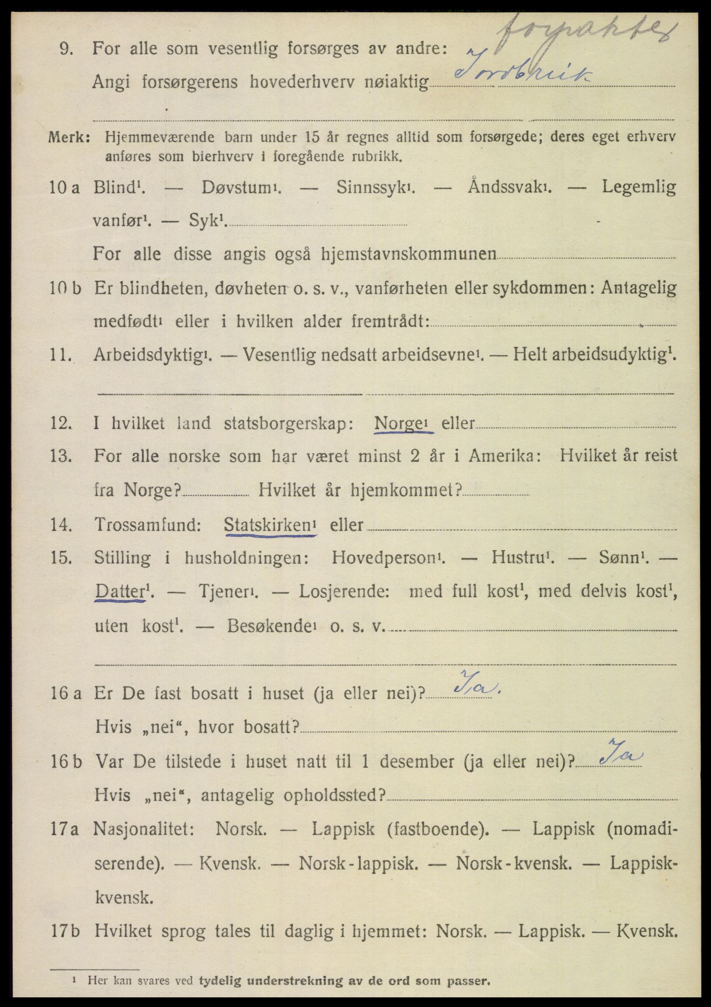 SAT, 1920 census for Kolvereid, 1920, p. 5102