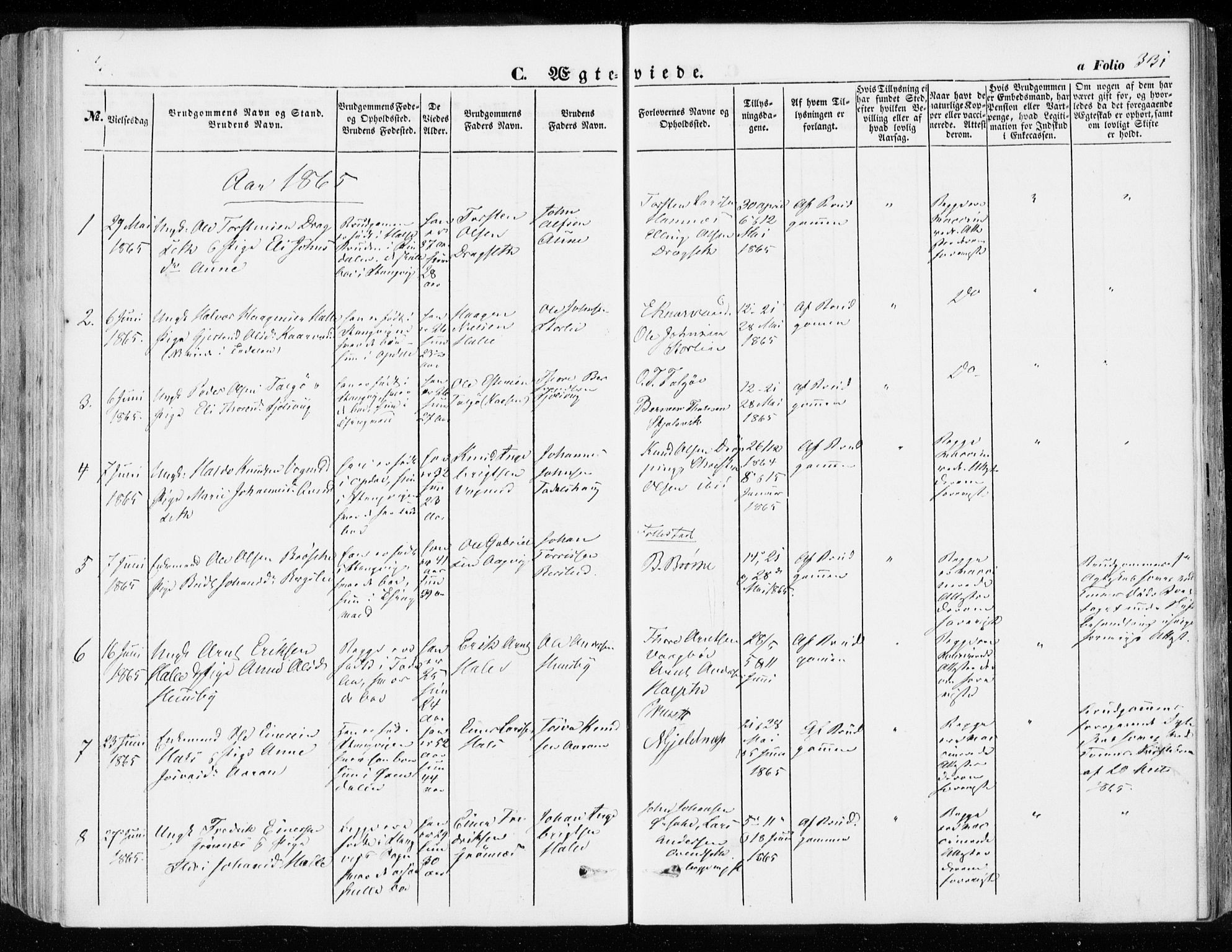 Ministerialprotokoller, klokkerbøker og fødselsregistre - Møre og Romsdal, SAT/A-1454/592/L1026: Parish register (official) no. 592A04, 1849-1867, p. 331