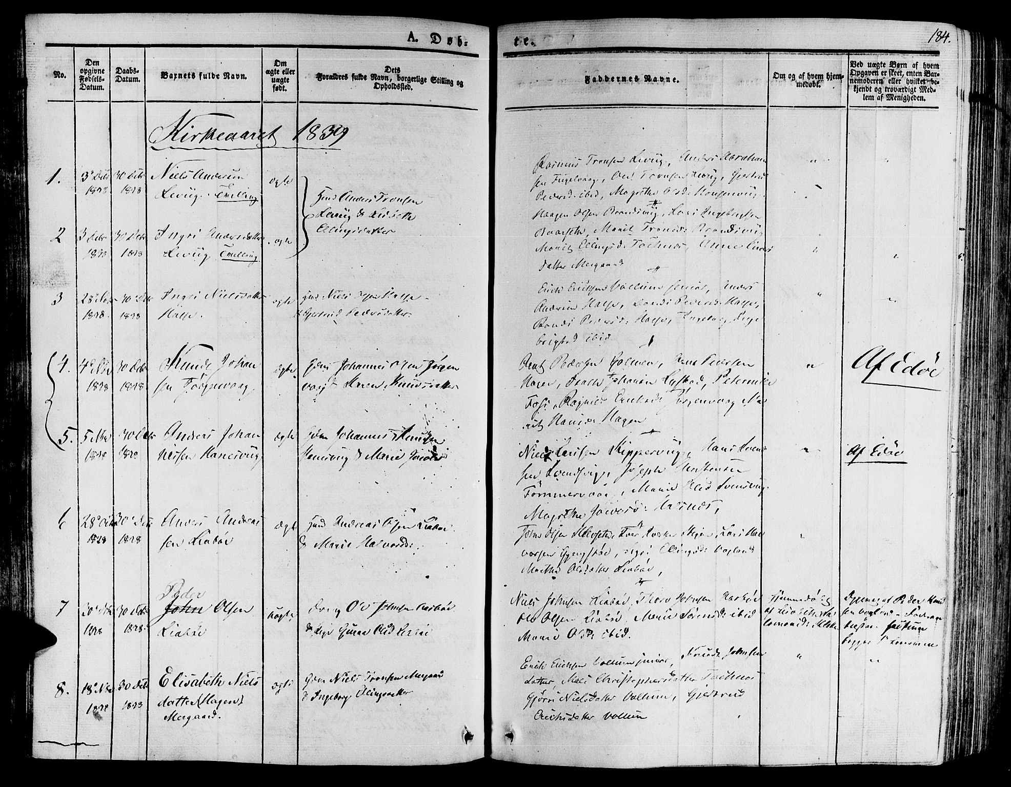 Ministerialprotokoller, klokkerbøker og fødselsregistre - Møre og Romsdal, AV/SAT-A-1454/592/L1025: Parish register (official) no. 592A03 /2, 1831-1849, p. 184