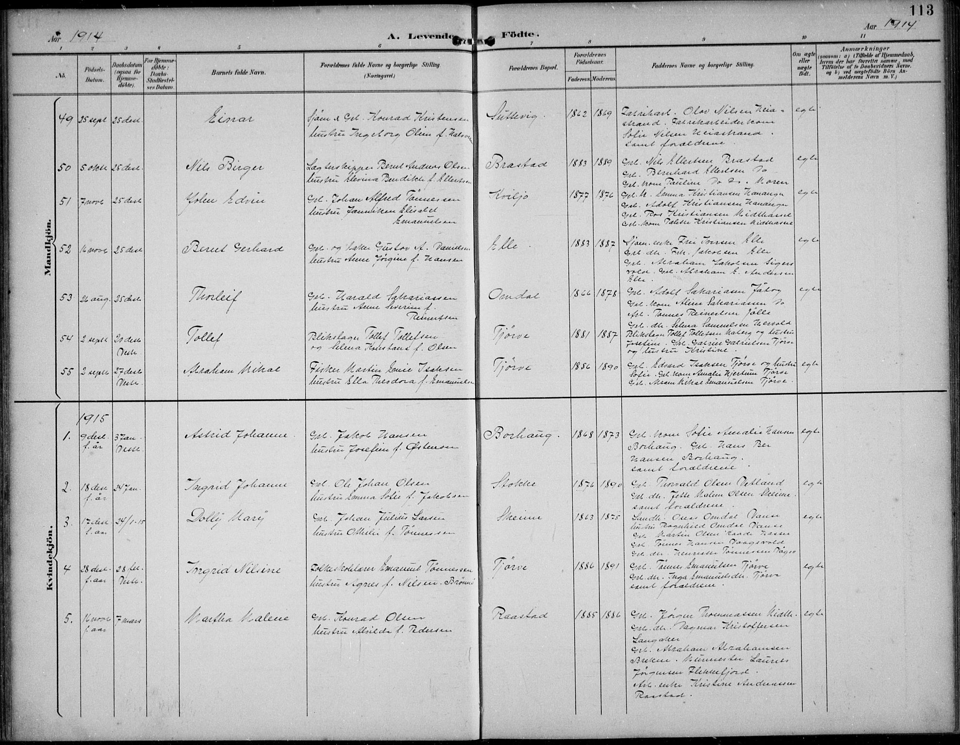 Lista sokneprestkontor, AV/SAK-1111-0027/F/Fb/L0005: Parish register (copy) no. B 5, 1892-1923, p. 113