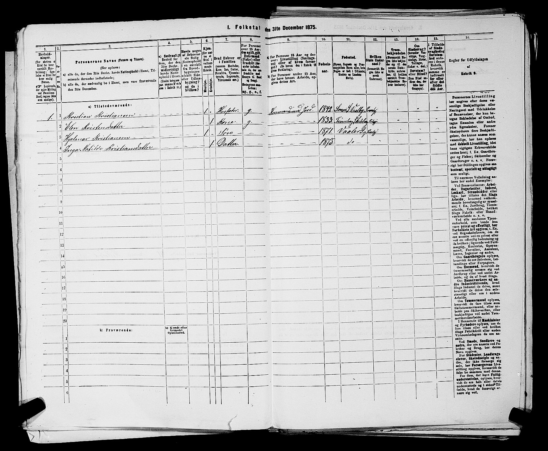 RA, 1875 census for 0137P Våler, 1875, p. 244