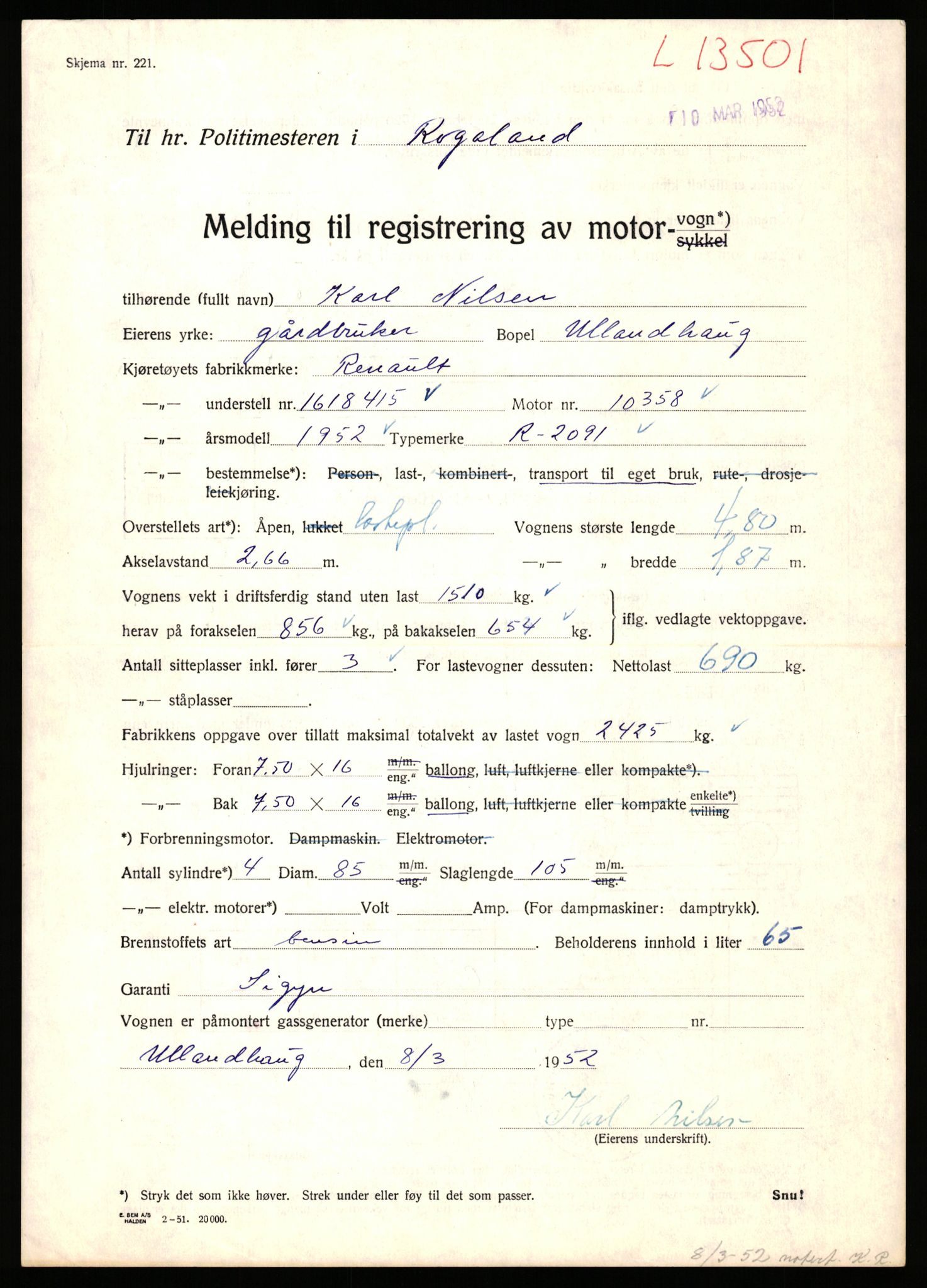 Stavanger trafikkstasjon, AV/SAST-A-101942/0/F/L0025: L-13500 - L-13999, 1930-1971, p. 5