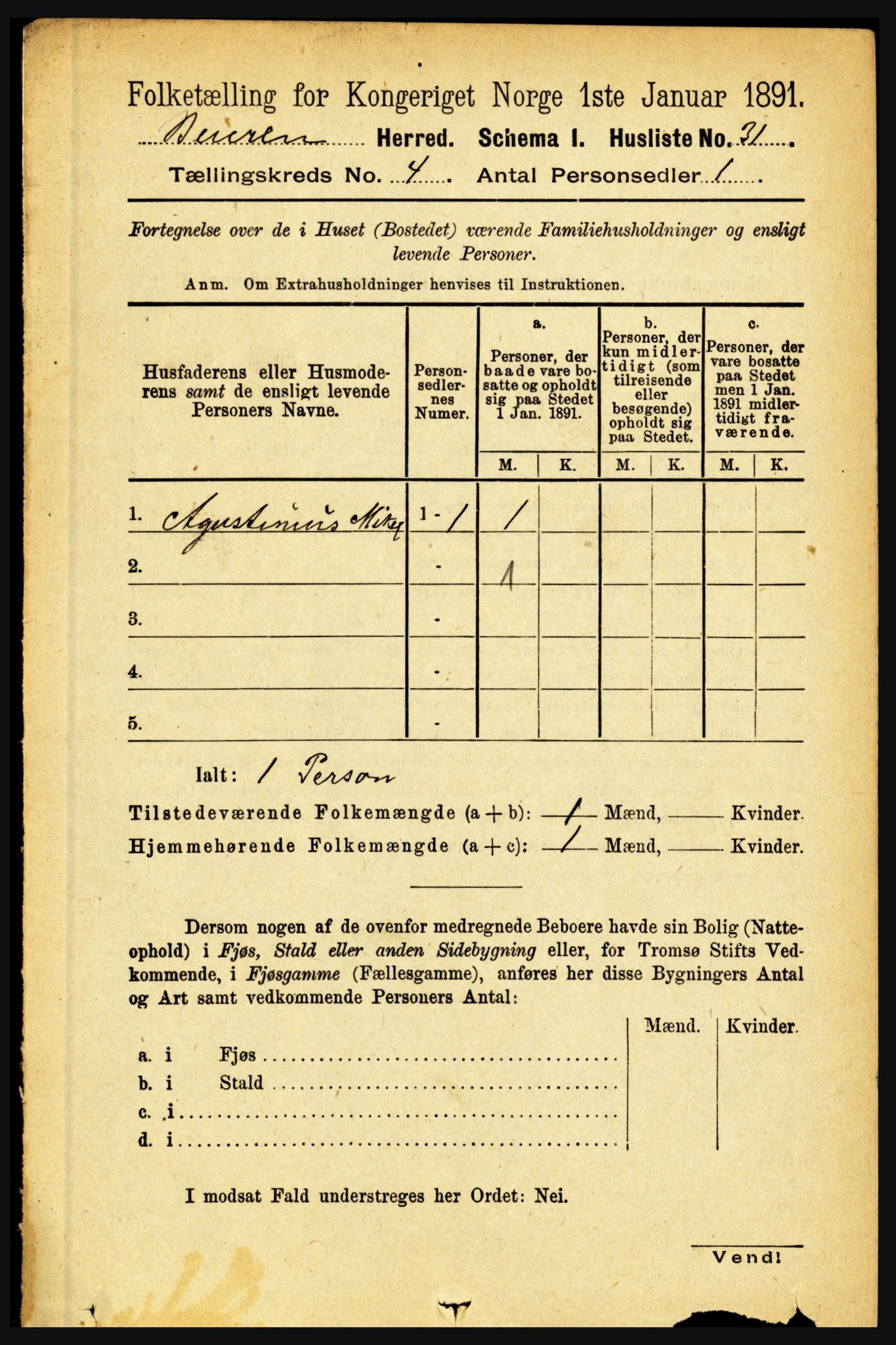 RA, 1891 census for 1839 Beiarn, 1891, p. 1473