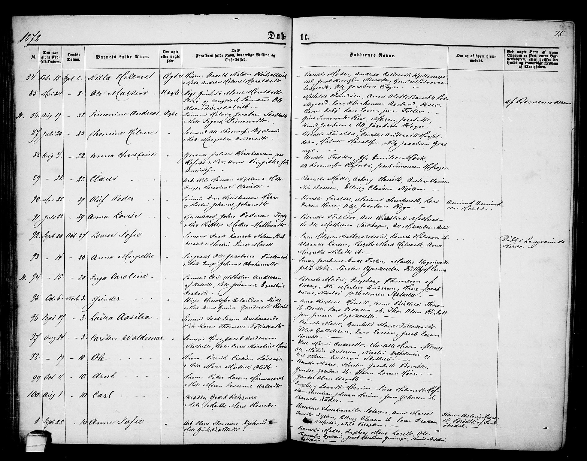 Bamble kirkebøker, AV/SAKO-A-253/G/Ga/L0006: Parish register (copy) no. I 6, 1860-1876, p. 75