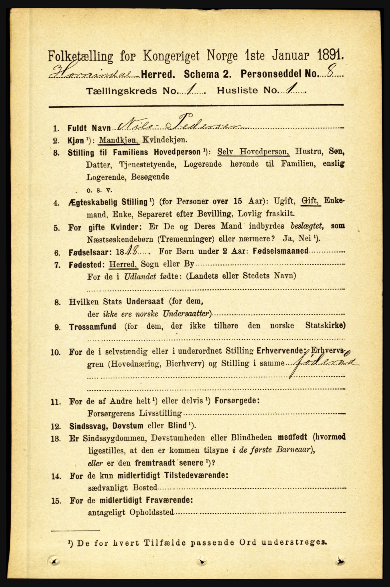 RA, 1891 census for 1444 Hornindal, 1891, p. 68