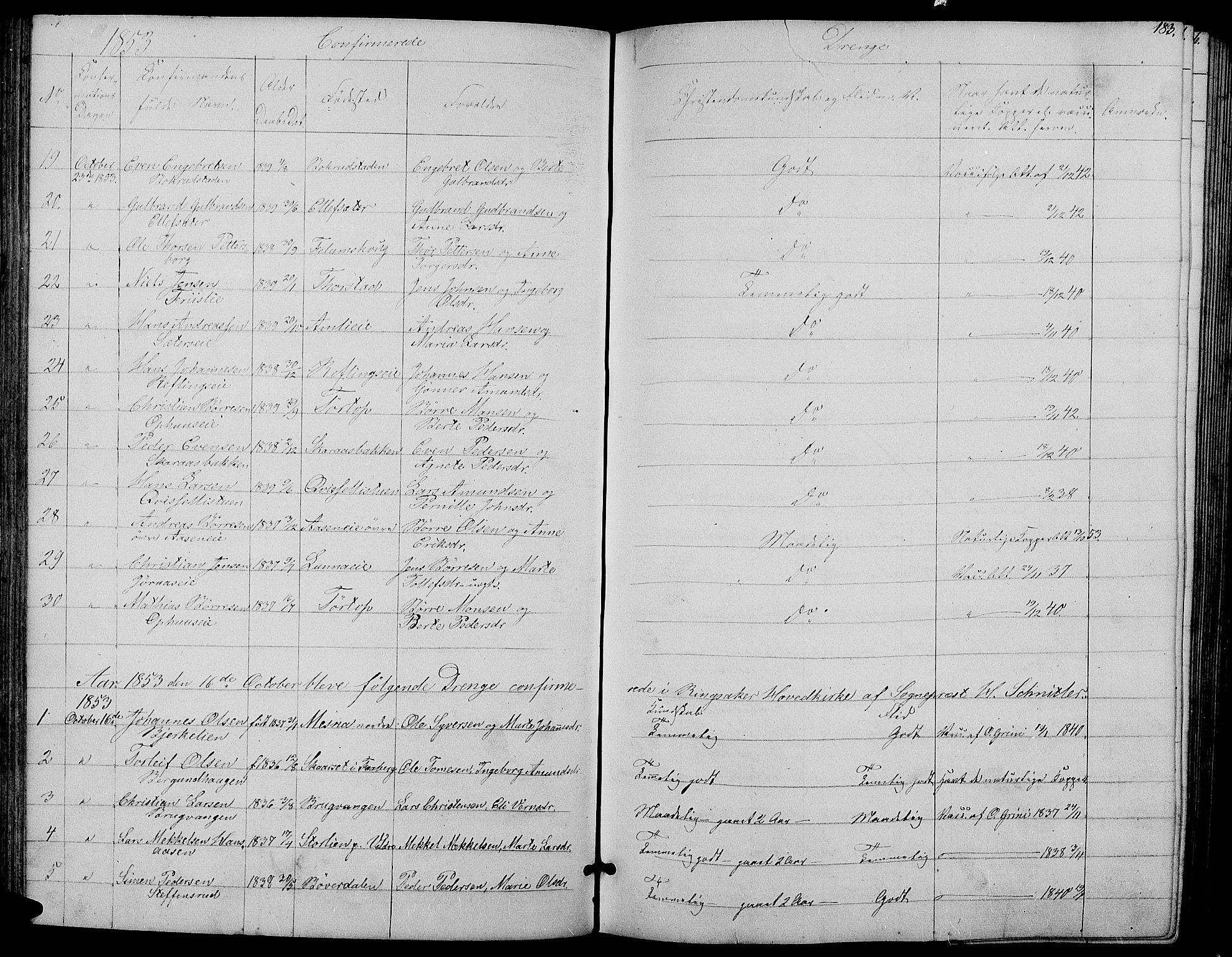 Ringsaker prestekontor, SAH/PREST-014/L/La/L0006: Parish register (copy) no. 6, 1851-1860, p. 183