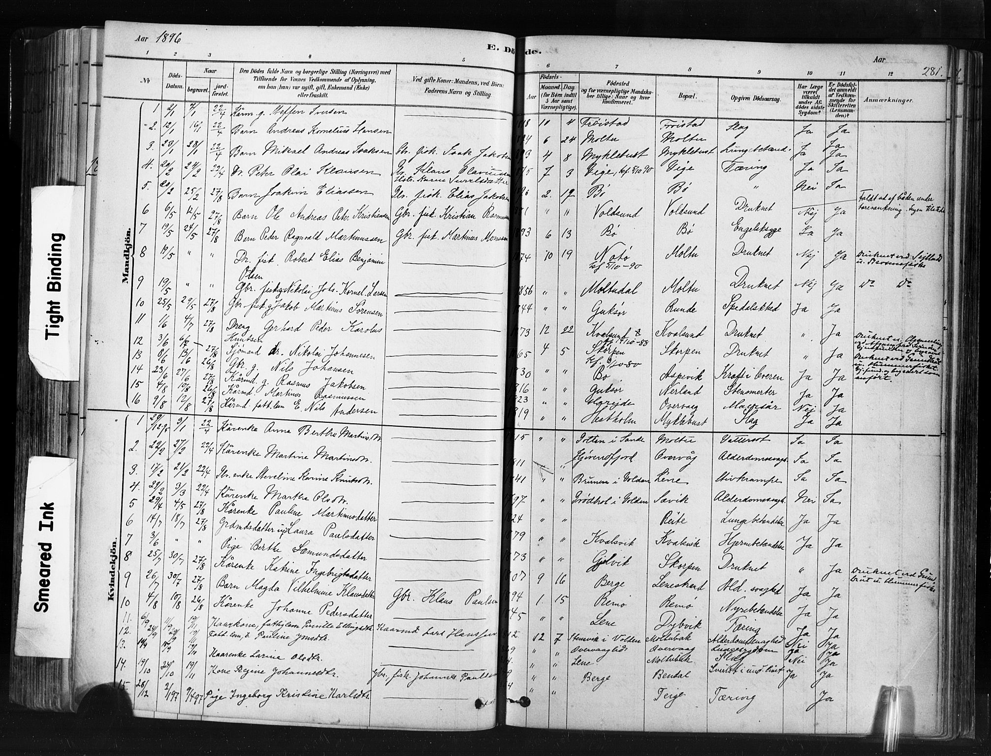 Ministerialprotokoller, klokkerbøker og fødselsregistre - Møre og Romsdal, SAT/A-1454/507/L0073: Parish register (official) no. 507A08, 1878-1904, p. 281