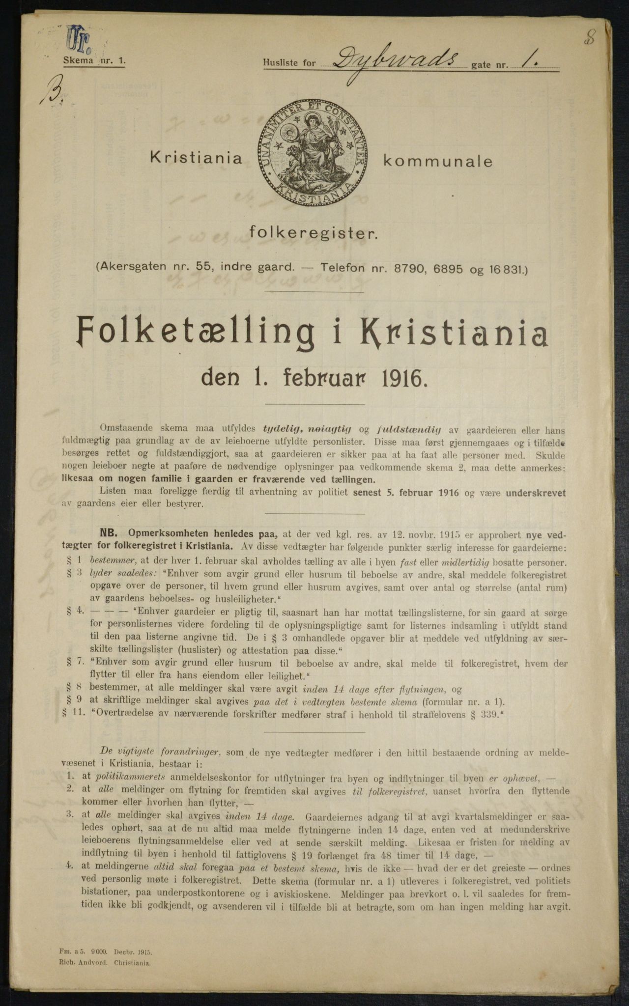 OBA, Municipal Census 1916 for Kristiania, 1916, p. 17515