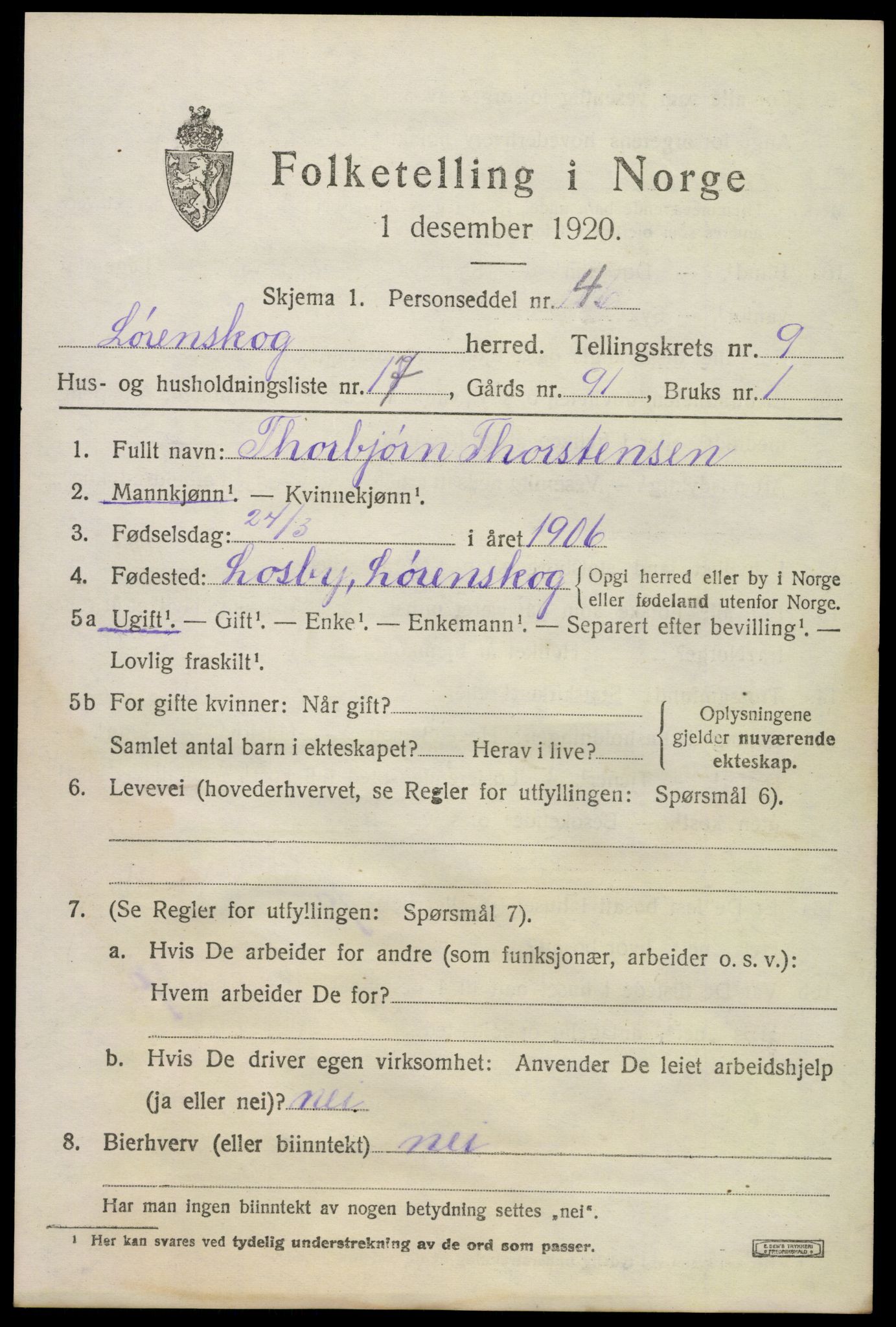 SAO, 1920 census for Lørenskog, 1920, p. 6964