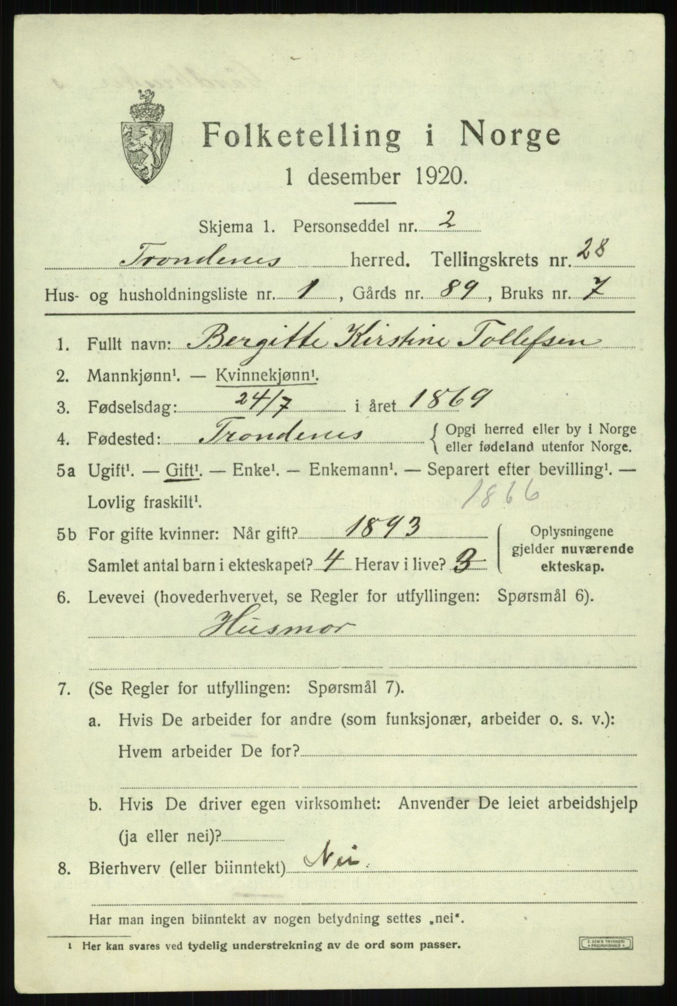 SATØ, 1920 census for Trondenes, 1920, p. 19814