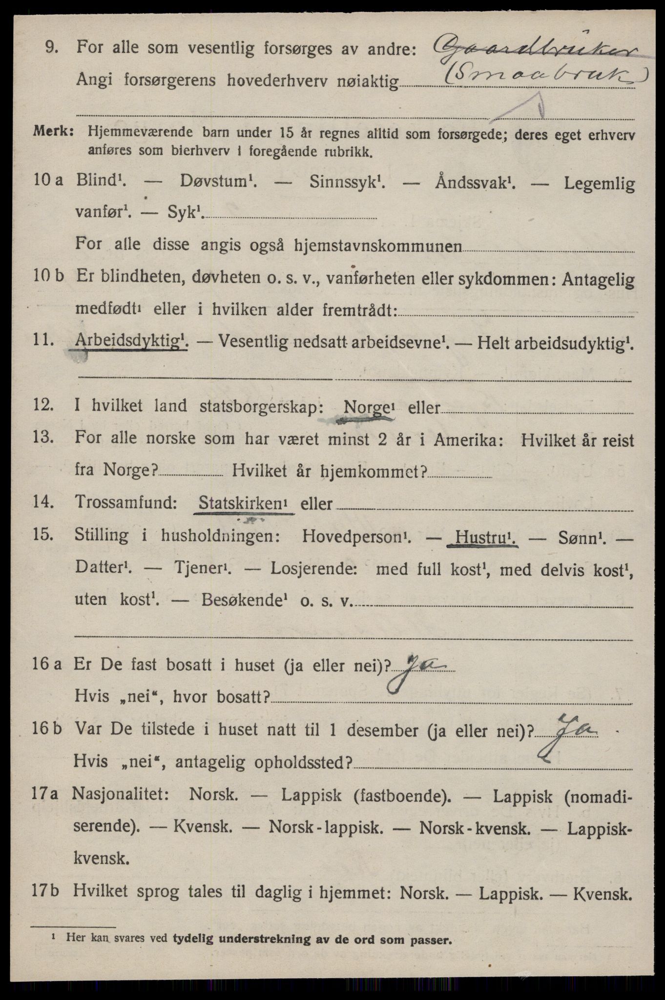 SAT, 1920 census for Hølonda, 1920, p. 1152