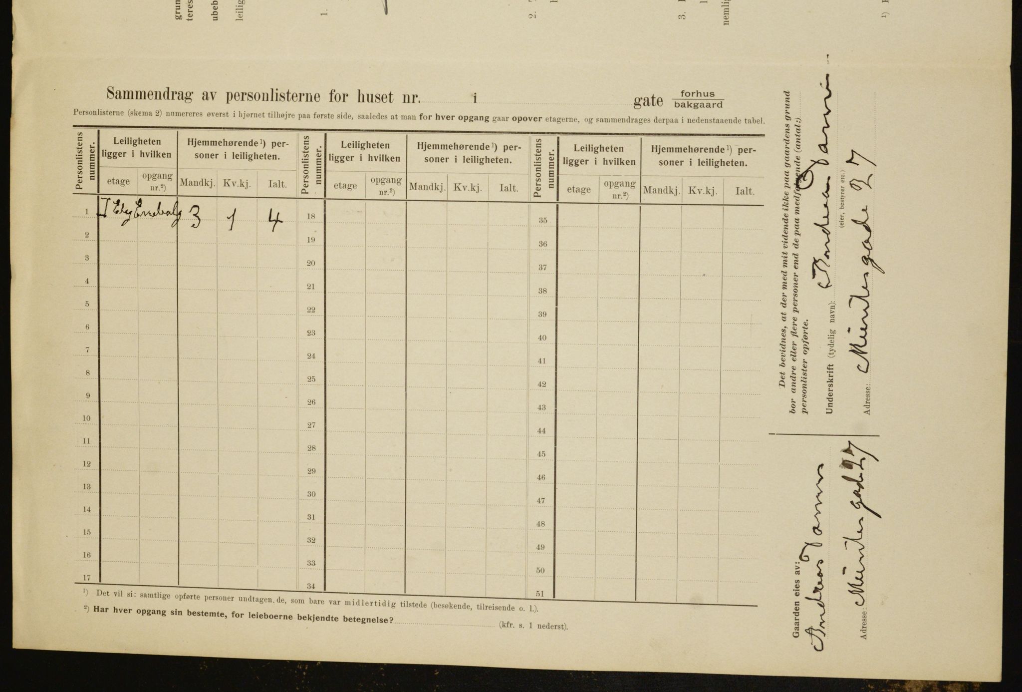 OBA, Municipal Census 1910 for Kristiania, 1910, p. 65767