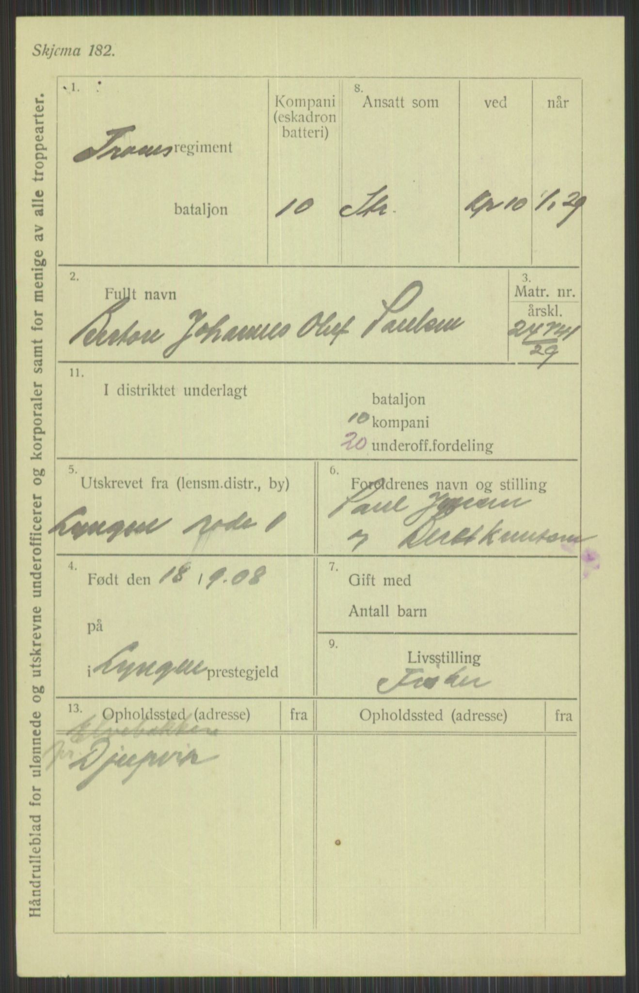 Forsvaret, Troms infanteriregiment nr. 16, AV/RA-RAFA-3146/P/Pa/L0013/0004: Rulleblad / Rulleblad for regimentets menige mannskaper, årsklasse 1929, 1929, p. 1011